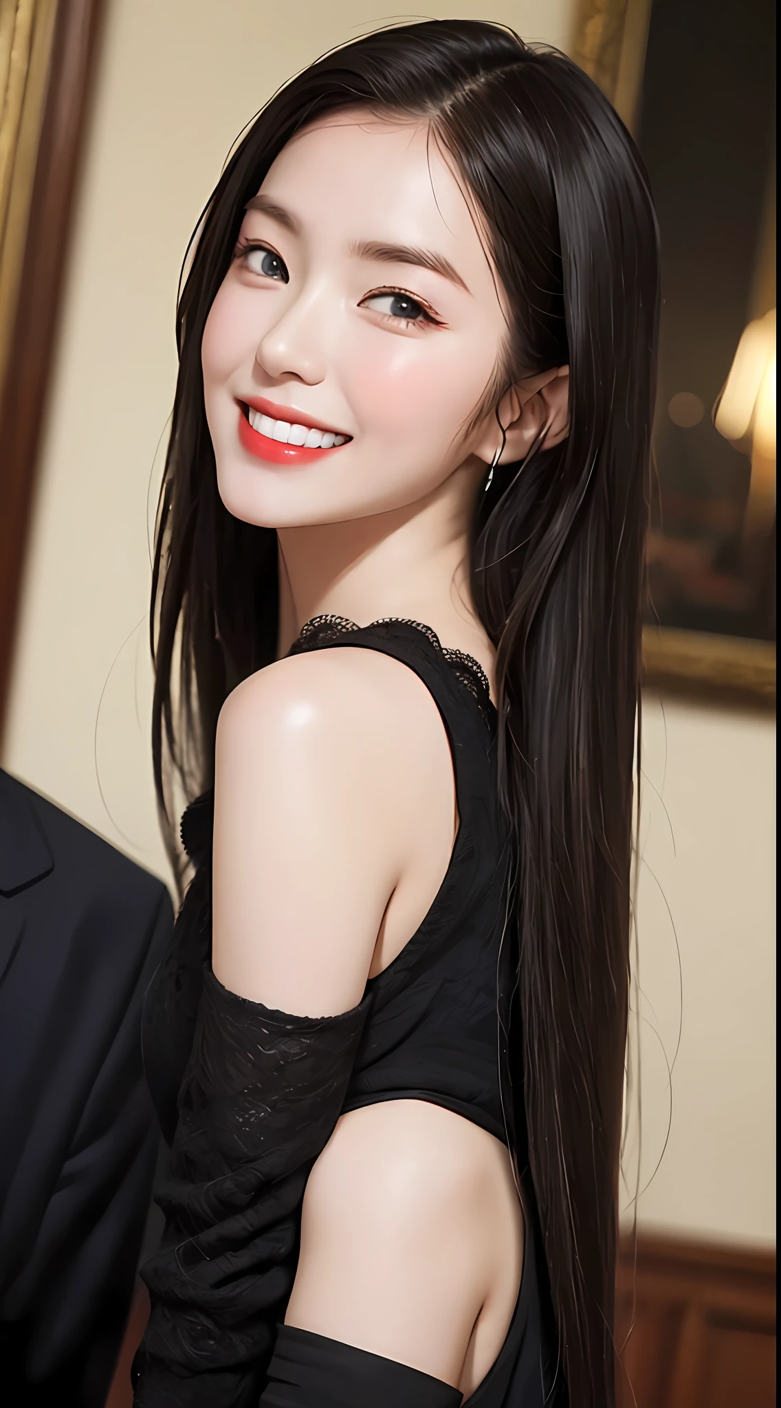 av, famous model, evil smile,