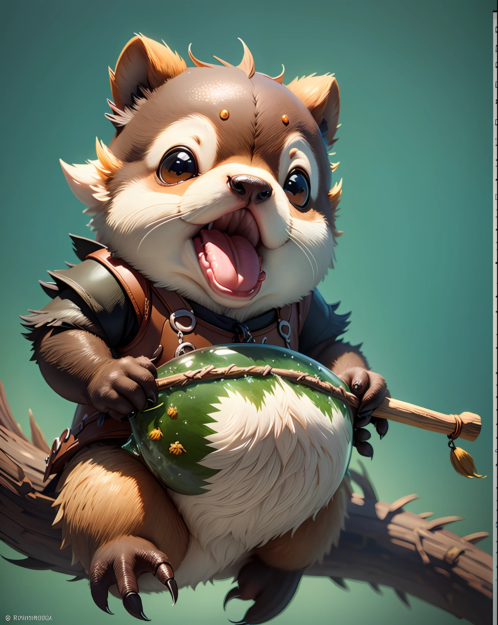 Masterpiece of cute creatures, very detailed, beaver fisherman, close-up, 8k, full body, Unreal Engine, fantasy creatures, --v 6