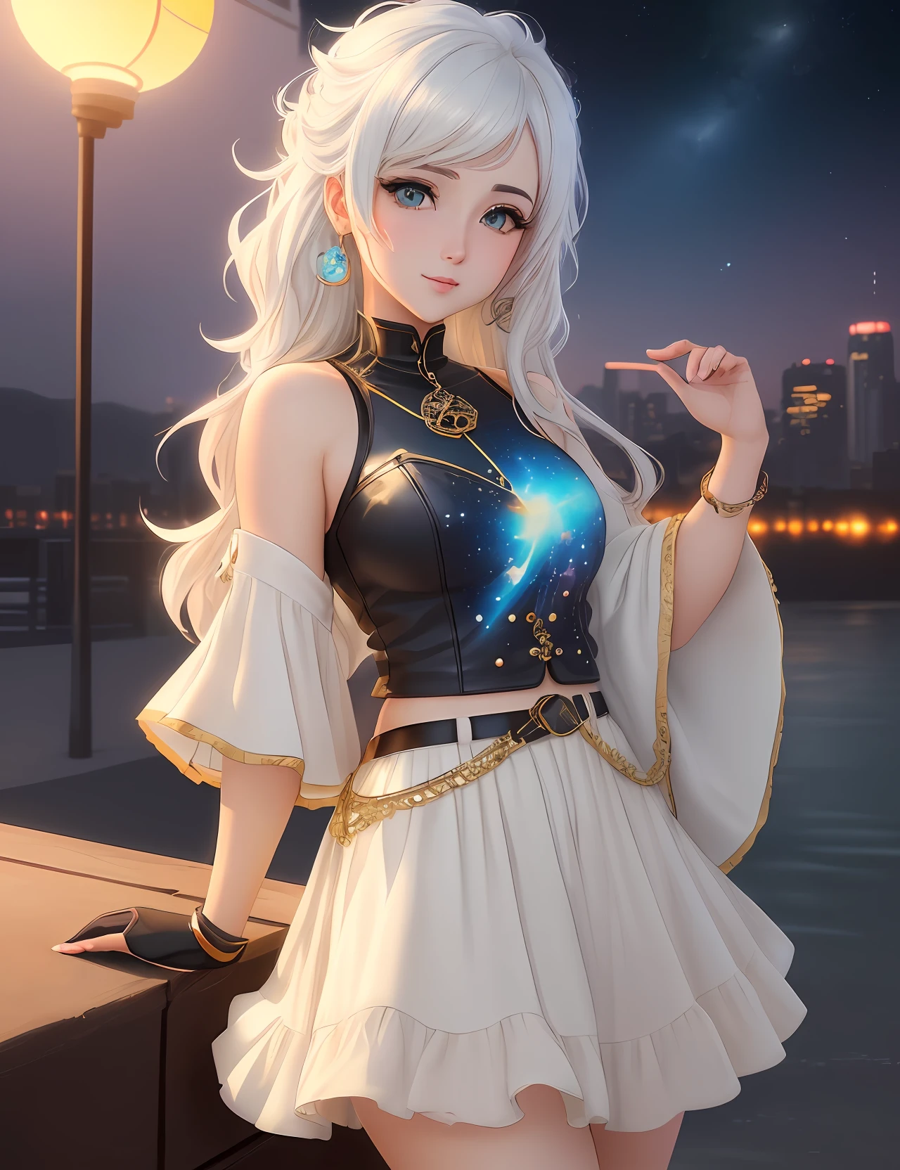 ((anime style: 1.3)), ((pop-art)), ((masterpiece: 1.5)), ((perfect character: 1.2)), ((luminosity: 1.3)), ((best artist: 1.2)), ((best landscape, setting: 1.4)), ((8k CG Artstation octane rendering detailed CG)), (1girl) white-haired, (portrait: 1.2), best scenery, amazing background desinger illuminated with beautiful colors in neutral color palettes of the universe, ((detailed eyes: 1.5)) beautiful and sweet strokes, amazing and genuine.