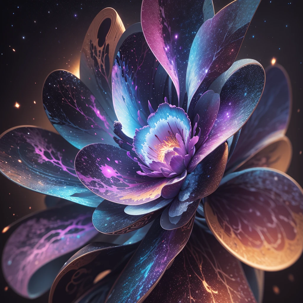 Nebula star clusters bloom like flowers in the universe, masterpiece, best quality, high quality, epic composition, very detailed CG unity 8k wallpaper, oil painting, award winning photography, bokeh, depth of field, HDR, chromatic aberration, photorealism , very detailed, trending on artstation, intricate, high detail, dramatic, midway art, volumetric lighting --v 6