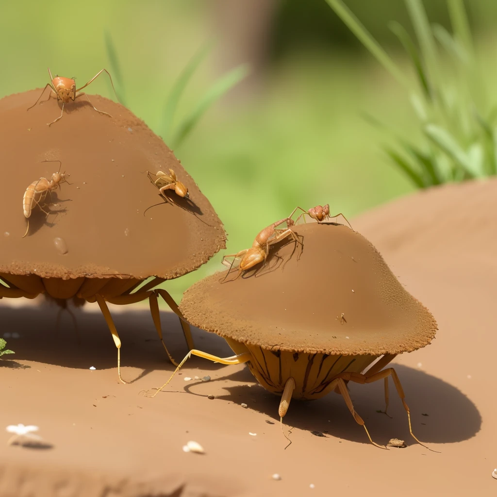 anthill with two mantises