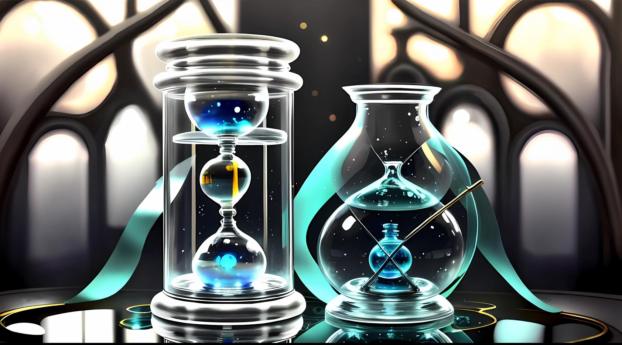 transparent glass hourglass