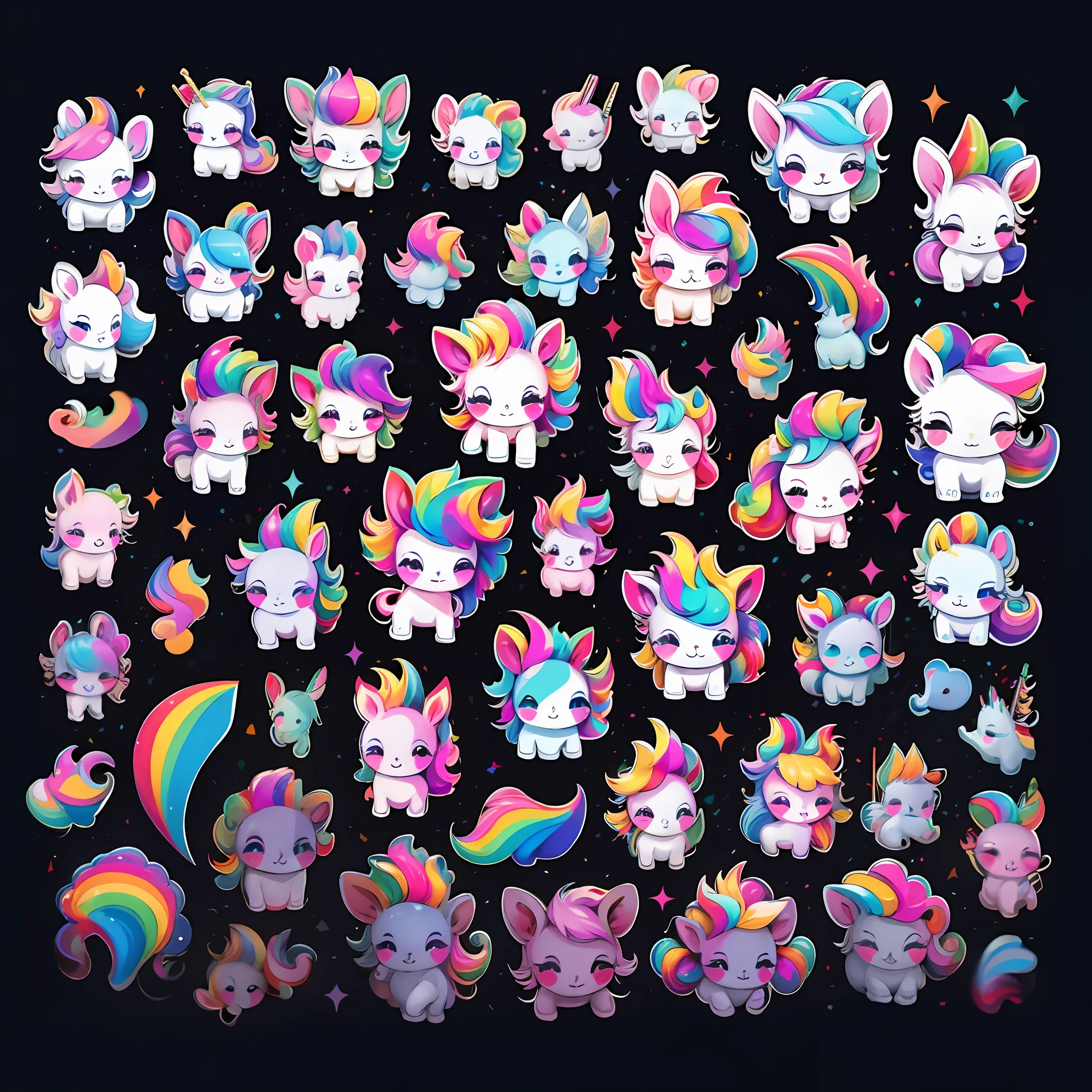 adhesive, 12unicorns\, single background, different types