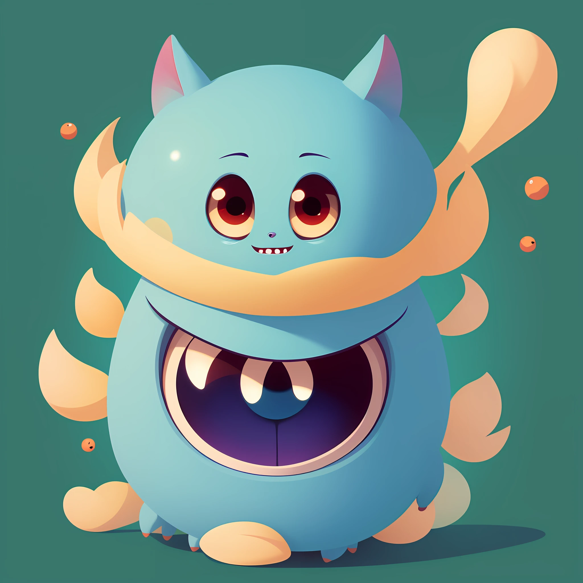 2d art illustration of funny cute little monster by artgerm and beeple, soft lighting, solid background, vector illustrator svg