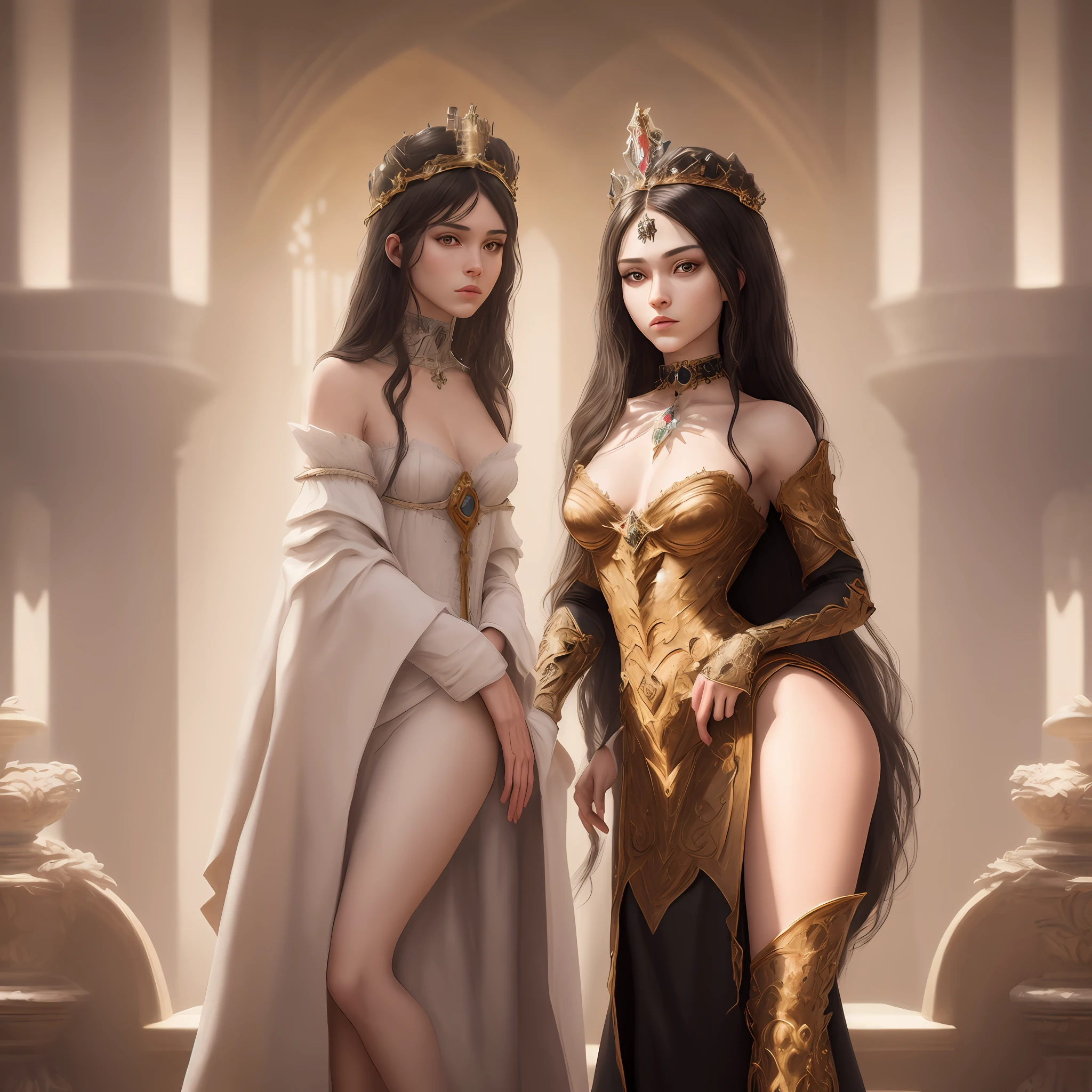 "Complete artwork masterpiece, high quality, ultra detailed in 4k, 8k, high resolution, hyper-realistic photo, hyper-detailed, realistic skin texture, amazing shadows, background, extremely detailed texture, perfect lighting, high-level image quality." The empress of russia, fair skin, Full body, long black hair, brown eyes, defined face, small breasts, choker, use reference picture as role model, inside a high detail throne room