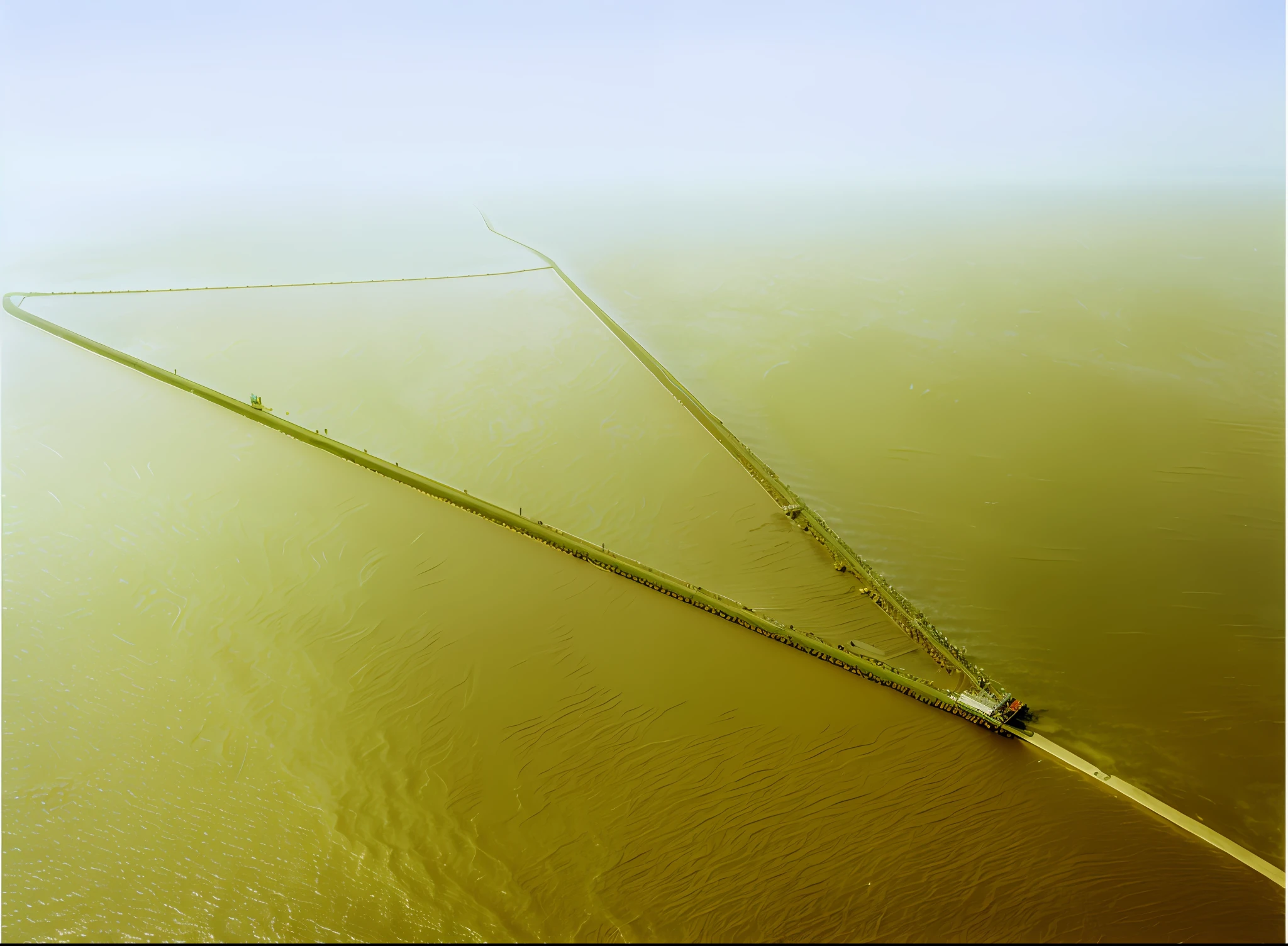 Open sea, long guide dam, Richard Carlin, high-quality images", lê long, Thomas Bock, tiny dredging ships and container ships, John Murdoch, Kurt Ross, high resolution photo, John Atherton, high resolution, air, interesting composition, Brad Holland, realistic images