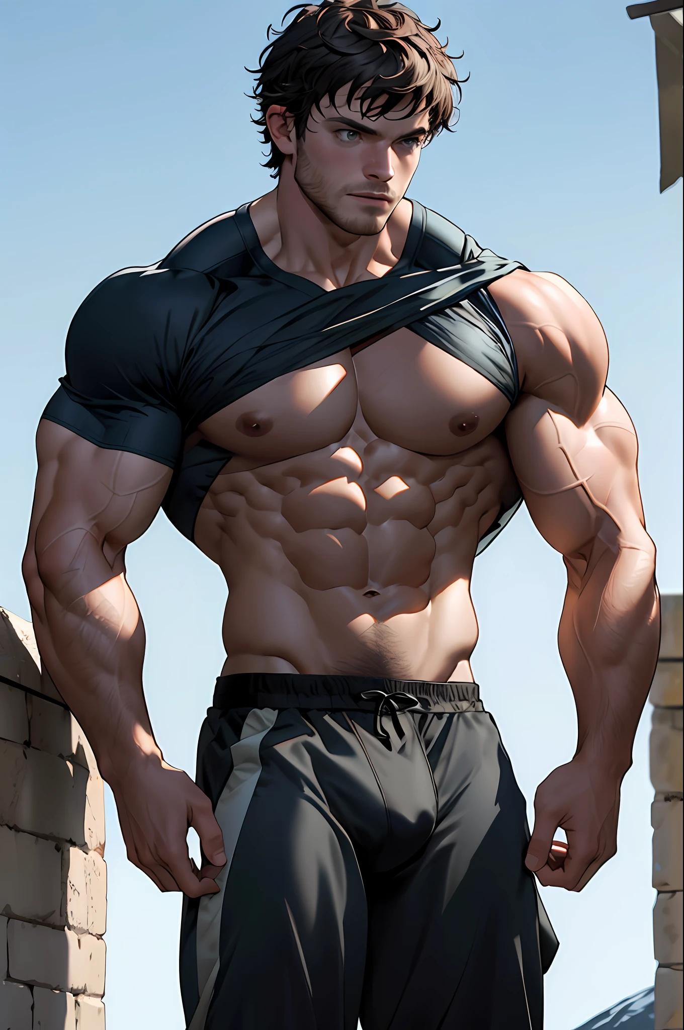Robb Stark and theon greyjoy flexing their hard muscles, as muscular bodybuilders with 8 pack abs and big biceps and big pectoral muscles, game of thrones, medieval gym, teo guys, robb Stark and theon greyjoy, with 8 pack abs and big biceps and big pectoral muscles, vascular, huge. Bulges, gay, lgbt,