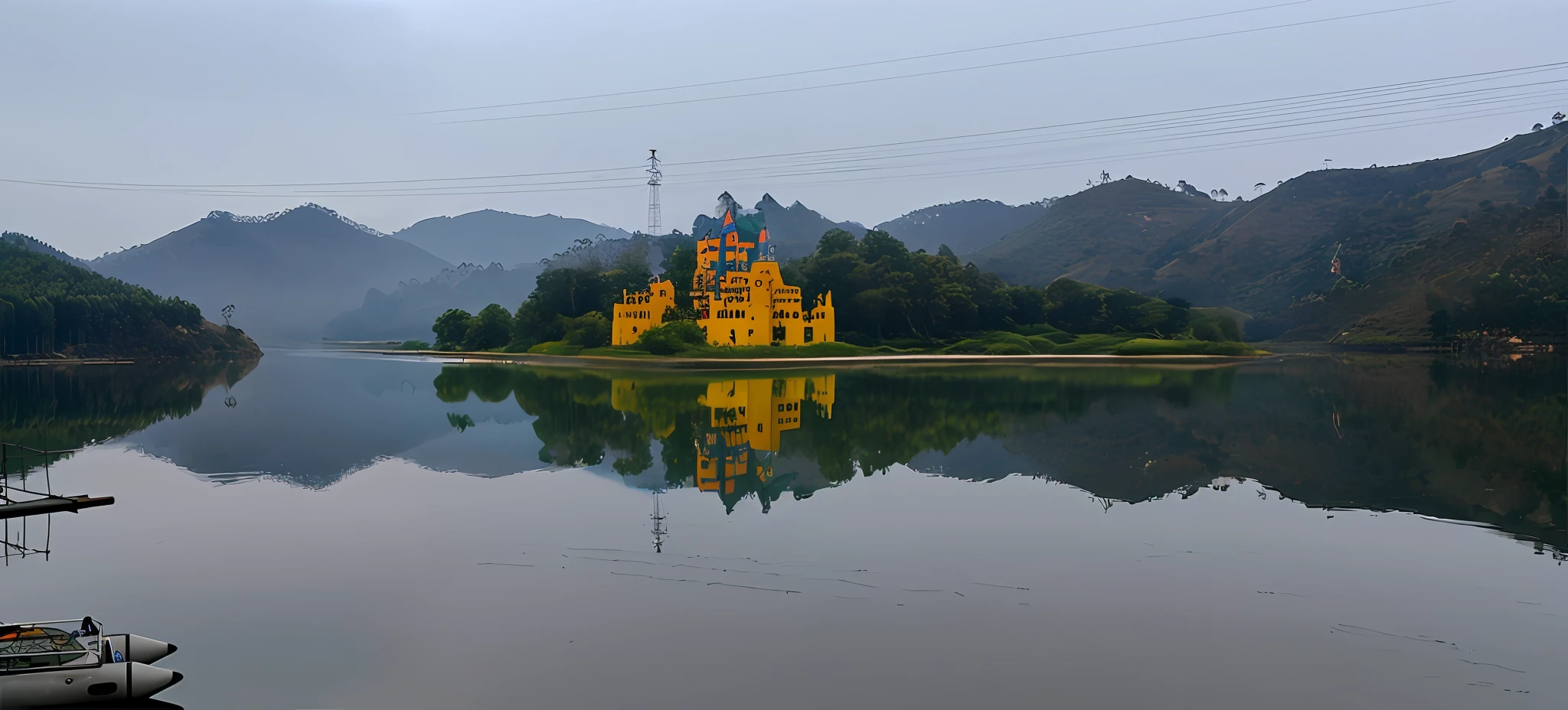 Shot by Jon Corfilt, shot by Sony Alpha 9, a colorful castle in the distance on an island, photographed by Jan Rustem, shot with Sony A7r camera, color biomorphic temple, temple in the background, shot with Sony Alpha 1 camera, shot by Yang Borun