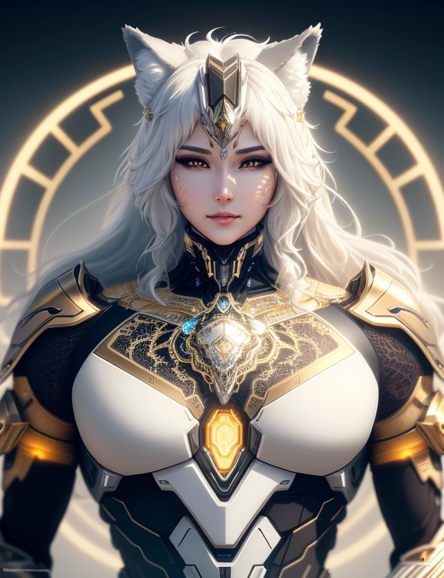 Wolf - the futuristic biomechanical android, beautiful natural soft light, rim light, gold fractal details, metallic fine lace, muscular, mandelbot fractal anatomical, diamond, facial muscles, elegant, ultra detailed,