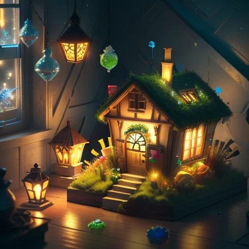Help me generate a 3D scene illustration with sugary keywords whimsical, colorful, playful, delicious, sweet, sweet, dreamy, magical, fantastic, gummy, juicy, sparkling, festive, boys and girls
