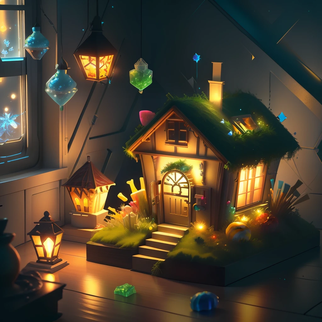 Help me generate a 3D scene illustration with sugary keywords whimsical, colorful, playful, delicious, sweet, sweet, dreamy, magical, fantastic, gummy, juicy, sparkling, festive, boys and girls