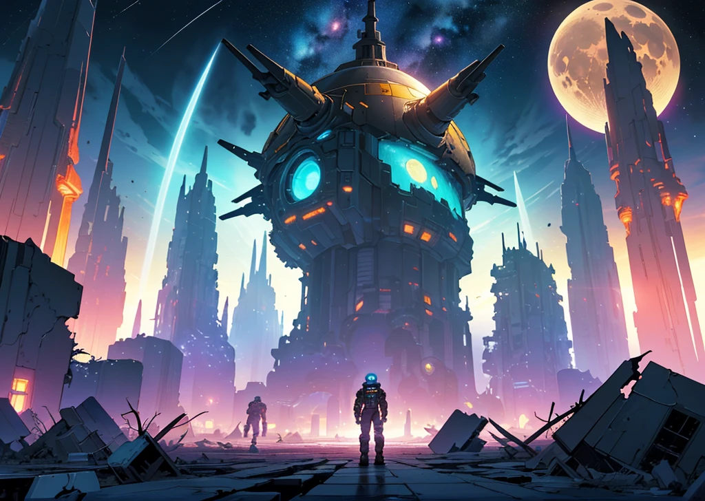 background artwork, background art, planet, random background scene, space in ruins, high detailed official artwork, background jet ground radio, space ship cemetery outer space, official artwork hdr, ultra detailed game art, destroyed planet, the city iacon cybertron, space dandy, moon in the center