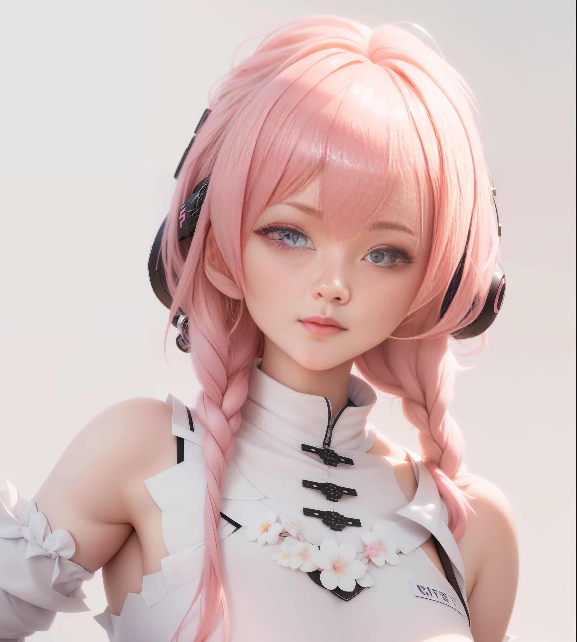 Alphad image of woman with pink hair and white top, realistic anime girl rendering, cute 3d anime girl rendering, April rendering, pink two-tailed hair and cyan eyes, smooth anime CG art, anime style 3d, anime characters, gaifu, kinomoto cherry blossoms,