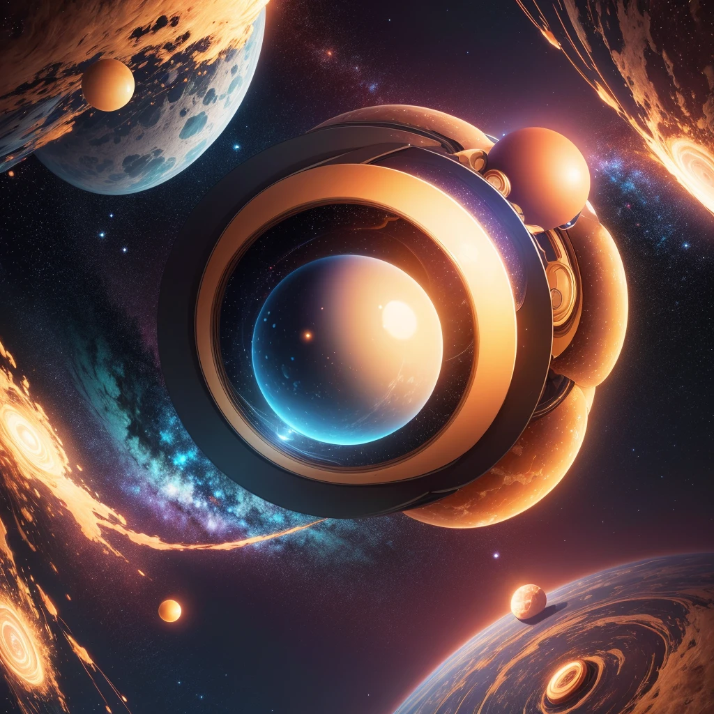 Best quality scifi one single planet with a perfect circular shape alone, perfectly symmetrical and eye-catching, vividly colorful, floating in the universe, depicted in ultra-detailed CG unity 8k wallpaper.