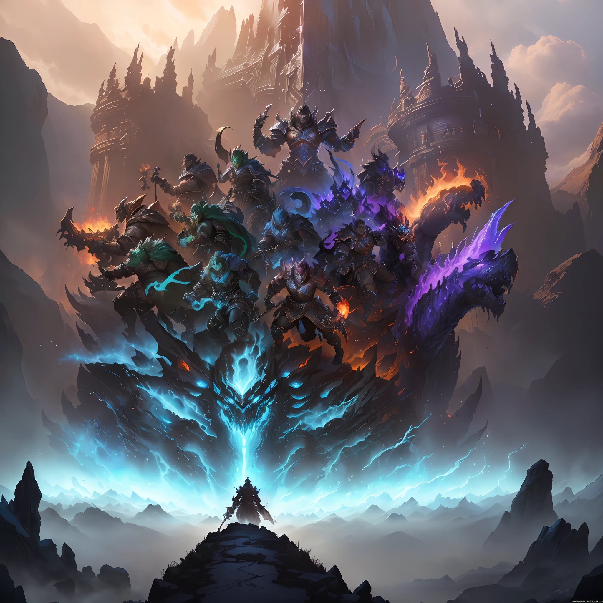 arafed image of a giant monster with a huge head of fire, world of warcraft splash art, world of warcraft art style, heroes of the storm splash art, blizzard warcraft artwork, wallpaper splash art promo art, official splash art, world of warcraft art, blizzard game concept art, 8 k hd wallpaperjpeg artifact, 8k hd wallpaperjpeg artifact