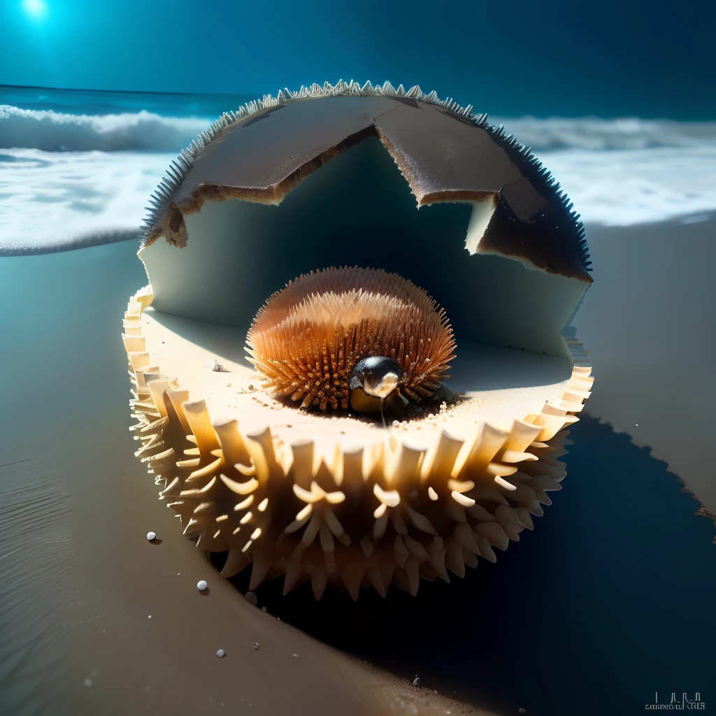 a home for ants is inside a black sea urchin that washed ashore