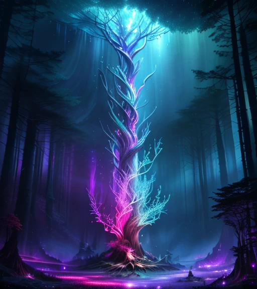 masterpiece, best quality, nsfw, highres, detailed, [beautiful|elegant], ((petite)), [sensual], ((full body)), ((beautiful fantasy paradise scenery)), ([cinematic|epic composition]), (corrupted Yggdrasil), [[complementary colors|psychedelic colors]], [photorealistic|realistic lighting], [realistic textures], [celestial|cosmic], mysterious theme, (dimly lit)