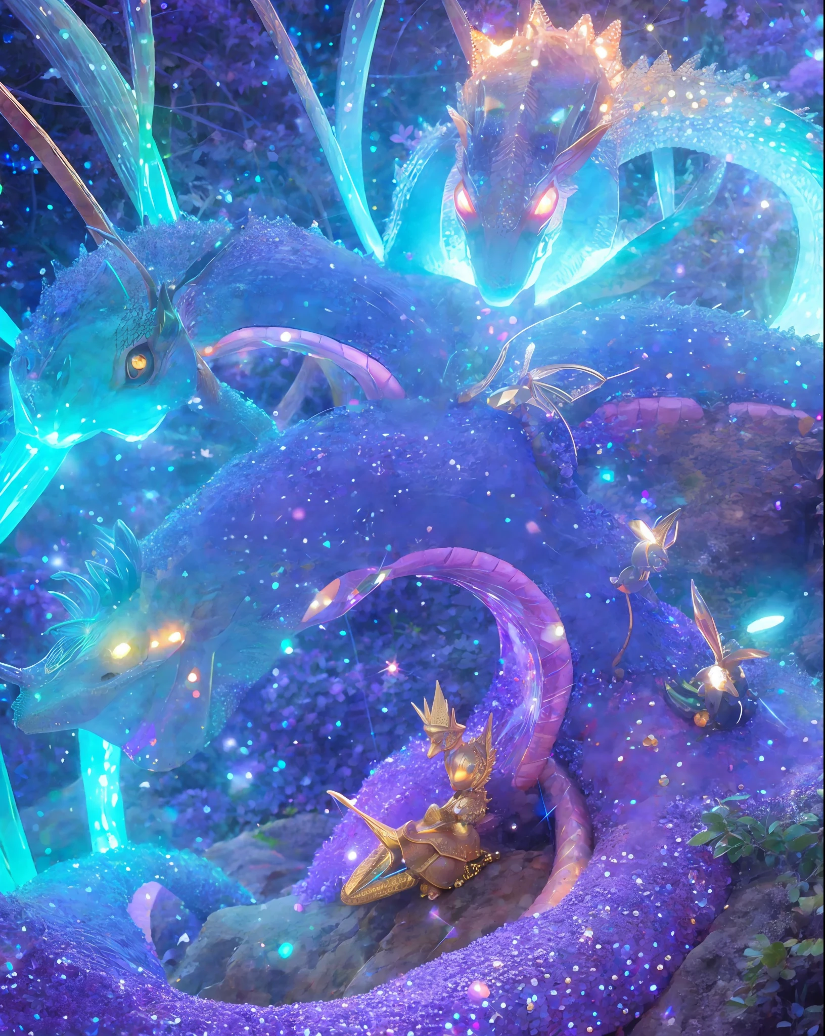 Photo, sparkling mystical anthill, ant dragon