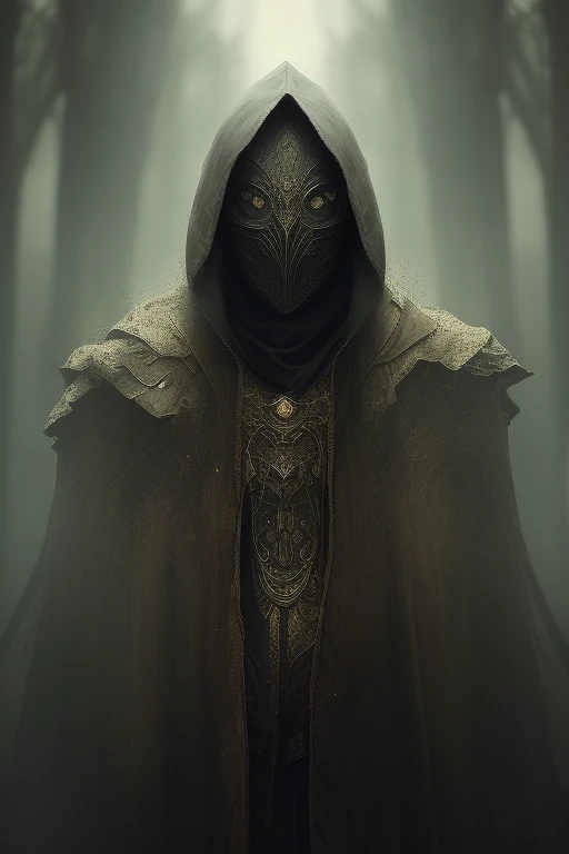 masterpiece, best quality, 1boy,  solo, black mask, hood, black robe, black combat boots, male focus, outdoors, dune, sand, sandstorm, desert background