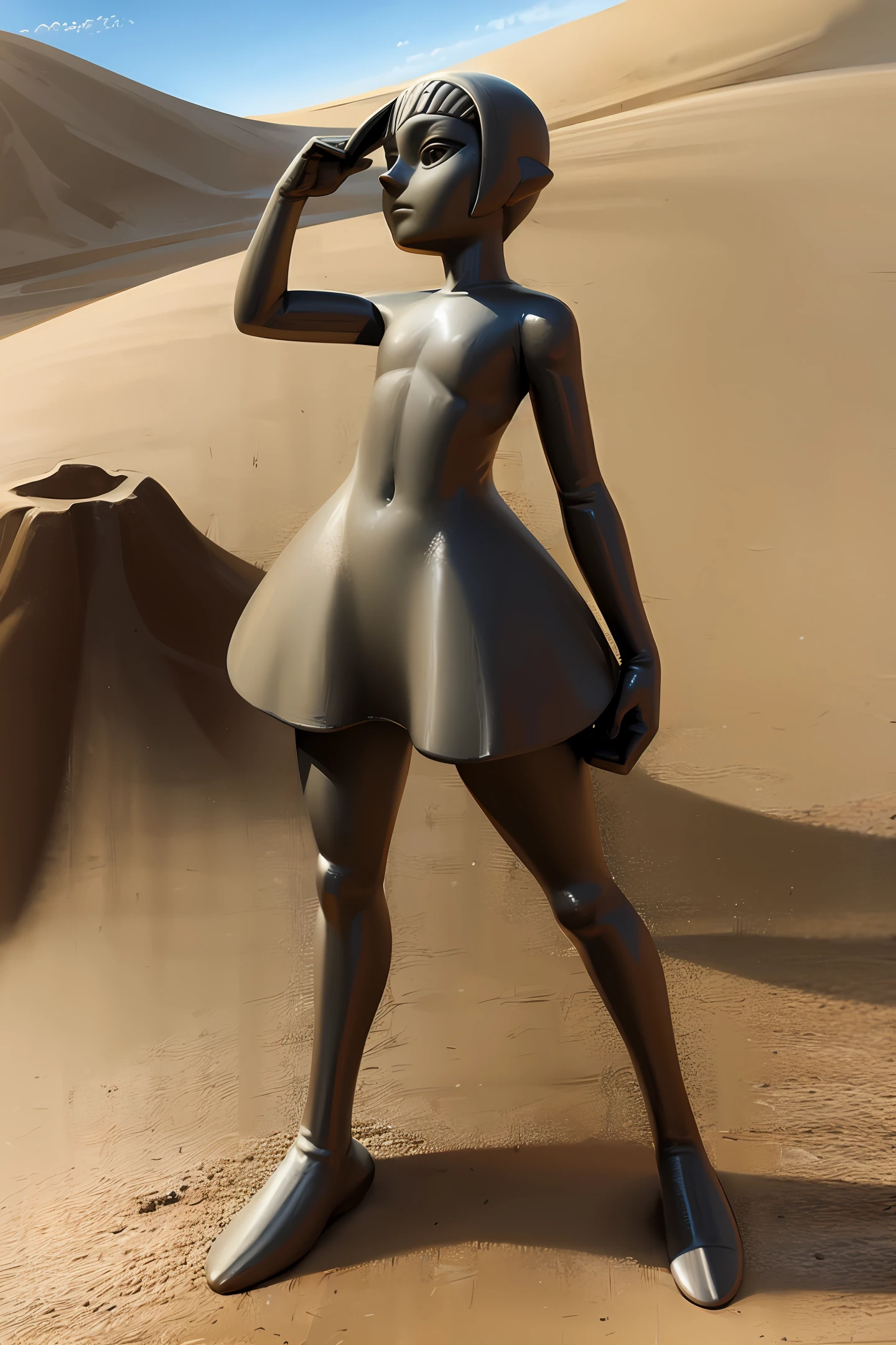 a statue of just a nose uncovered in the desert, ant hill, anthill