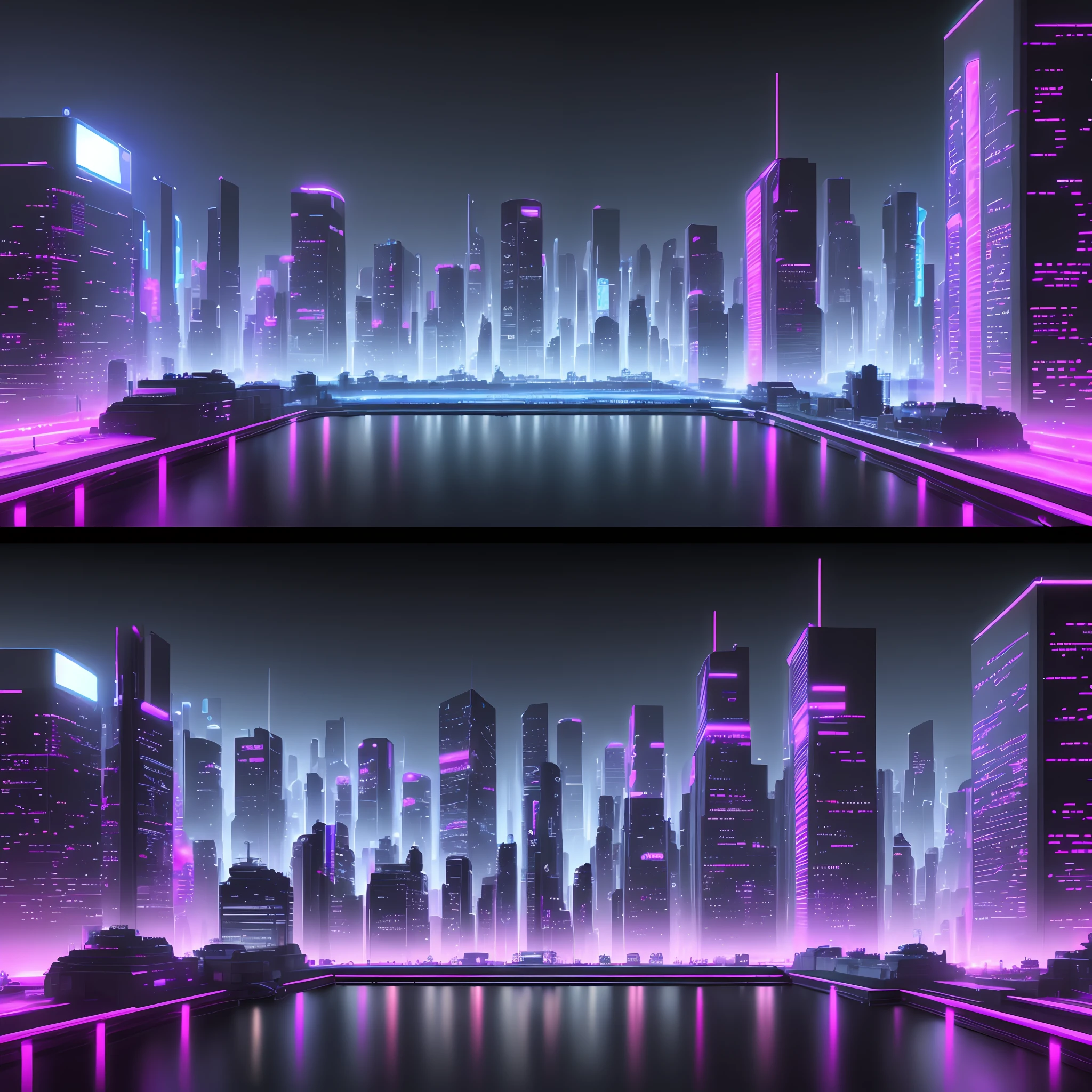 future delorian city, neon environment, grunge, intricate complexity, rendered in engine, photorealistic colors neon blue/red/purple,/black and white artificial intelligence future technology