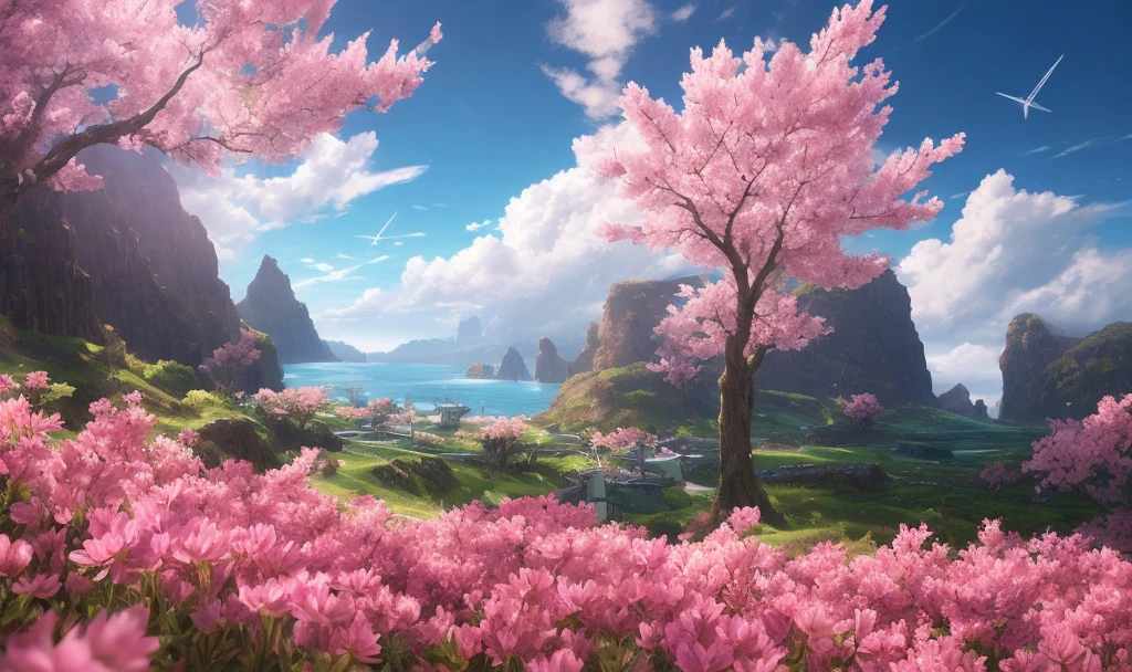 (xenoblade:1.3), complex, highly detailed, artstation, smooth, sharp, focus, (complex:1.1), (high detail:1.1), landscape, octane rendering, smooth, sharp focus, 35mm, (Analog Style:1.0) , (photorealistic:1.3), (clouds:1.1), (dawn:1.1), (pink flowers), sakura, (night:1.4), (ocean:1.2)