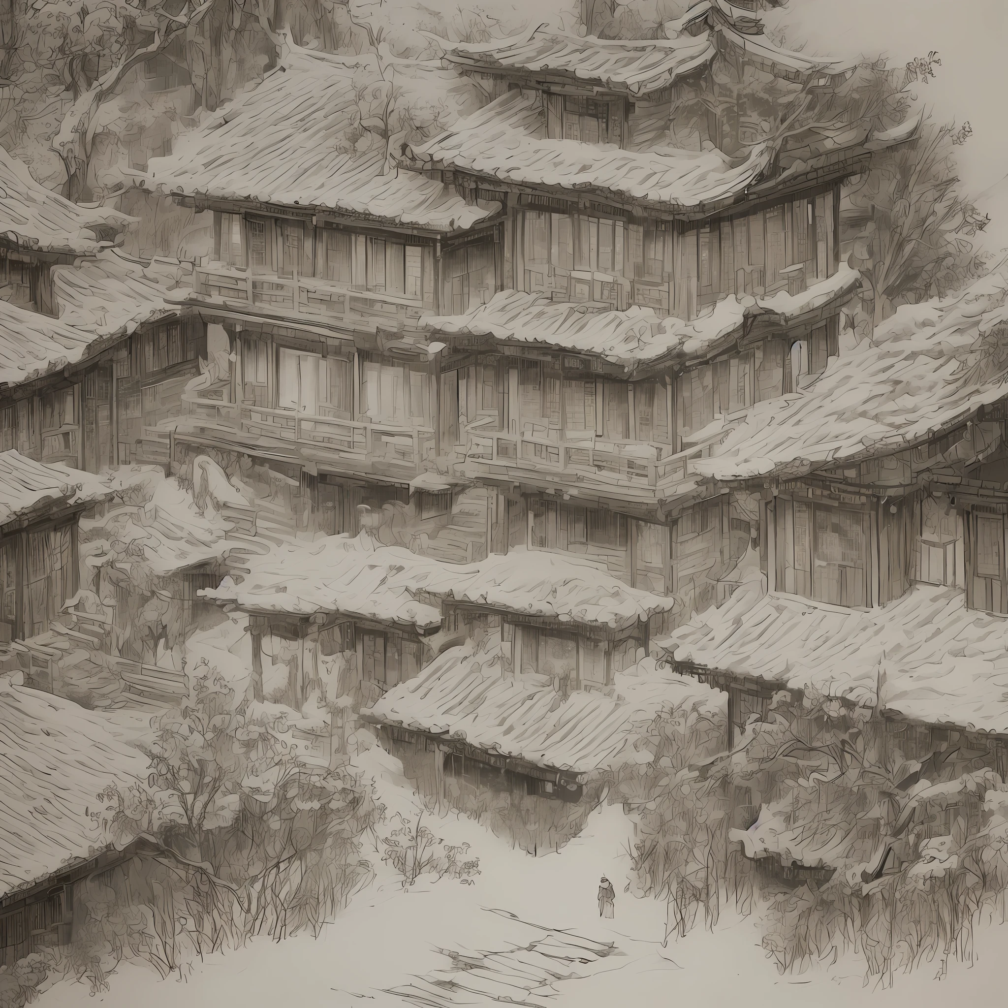 There is a small building occupied by fox spirits, and they often hear their voices at night, but they are not harmful, and they are at peace with each other for a long time. One night, there was a loud sound of scolding and whipping from upstairs, and everyone went downstairs to listen. Suddenly, I heard the upstairs shouting in pain: "All the princes downstairs should understand things, are there wives in the world who beat their husbands?" "It just so happened that one of the people in the crowd downstairs had just been beaten by his wife, and the scratches on his face were not yet good. Everyone laughed and said, "Of course there is such a thing, it is not worth making a fuss." The foxes upstairs also laughed, and the fight dissolved. Traditional chinese painting