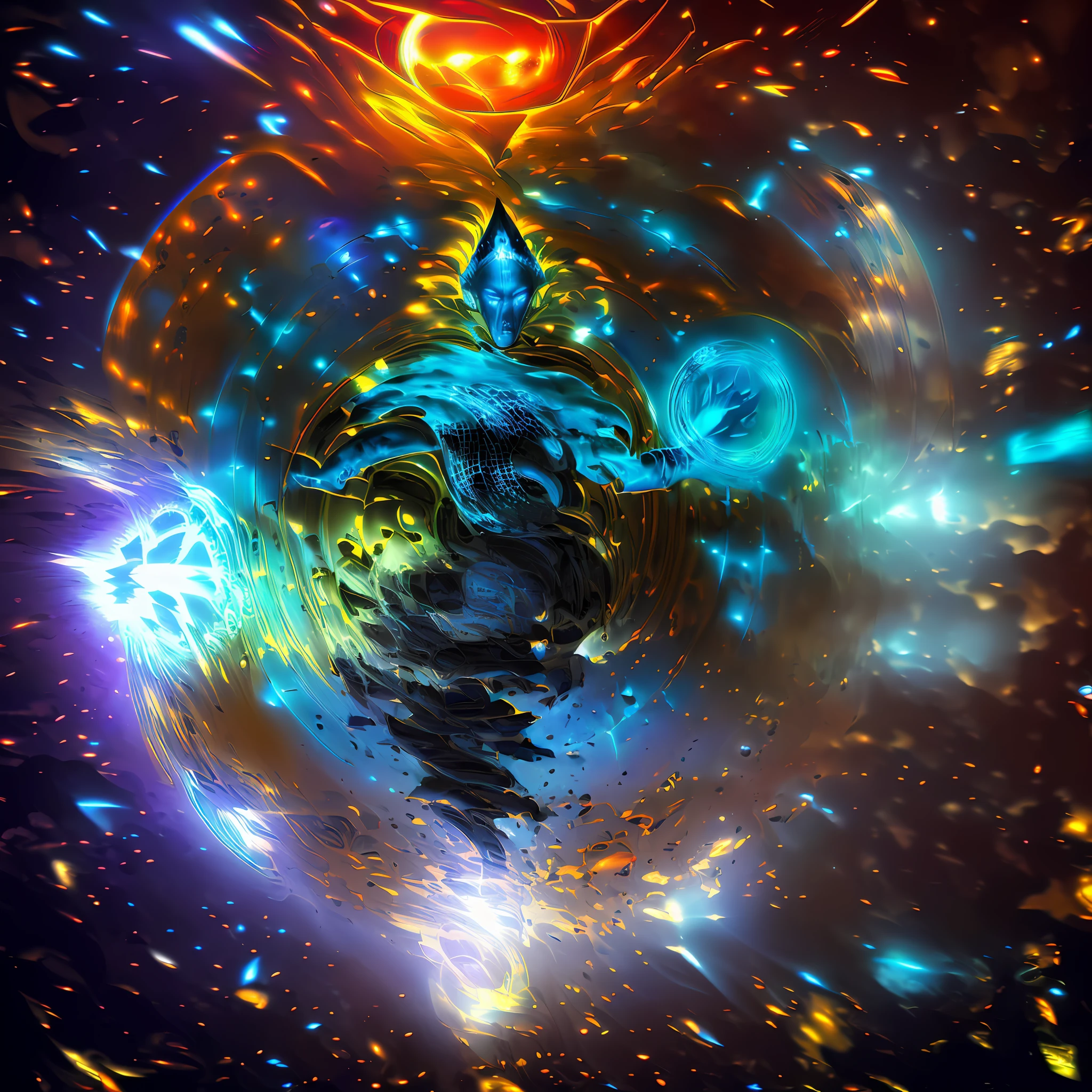 (android mechanical lich hovering above a gothic cathedral)=2.0, robot wings:Unholy Bioluminescent Flame,earnst haeckel, james jean. generative art, baroque, intricate patterns, fractalism, movie still, photorealistic, intricate, elegant, highly detailed, artstation, smooth, sharp focus, illustration, outrun, vaporware,epic wide angle shot, (monsters trapped in orbs of pure unholy celestial aura), angle from side, (Golden Death Mask) = 1.8, cinematic lighting, Yawning:Blank Stare, (looking at viewer), {Masterpiece}, ((Massive Unholy blue flame meteors falling in background))=1.7