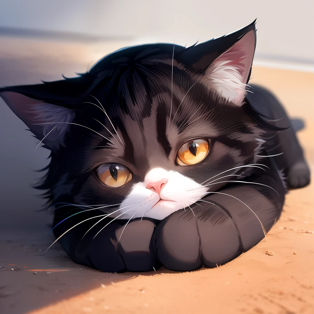 Cat's head on sand