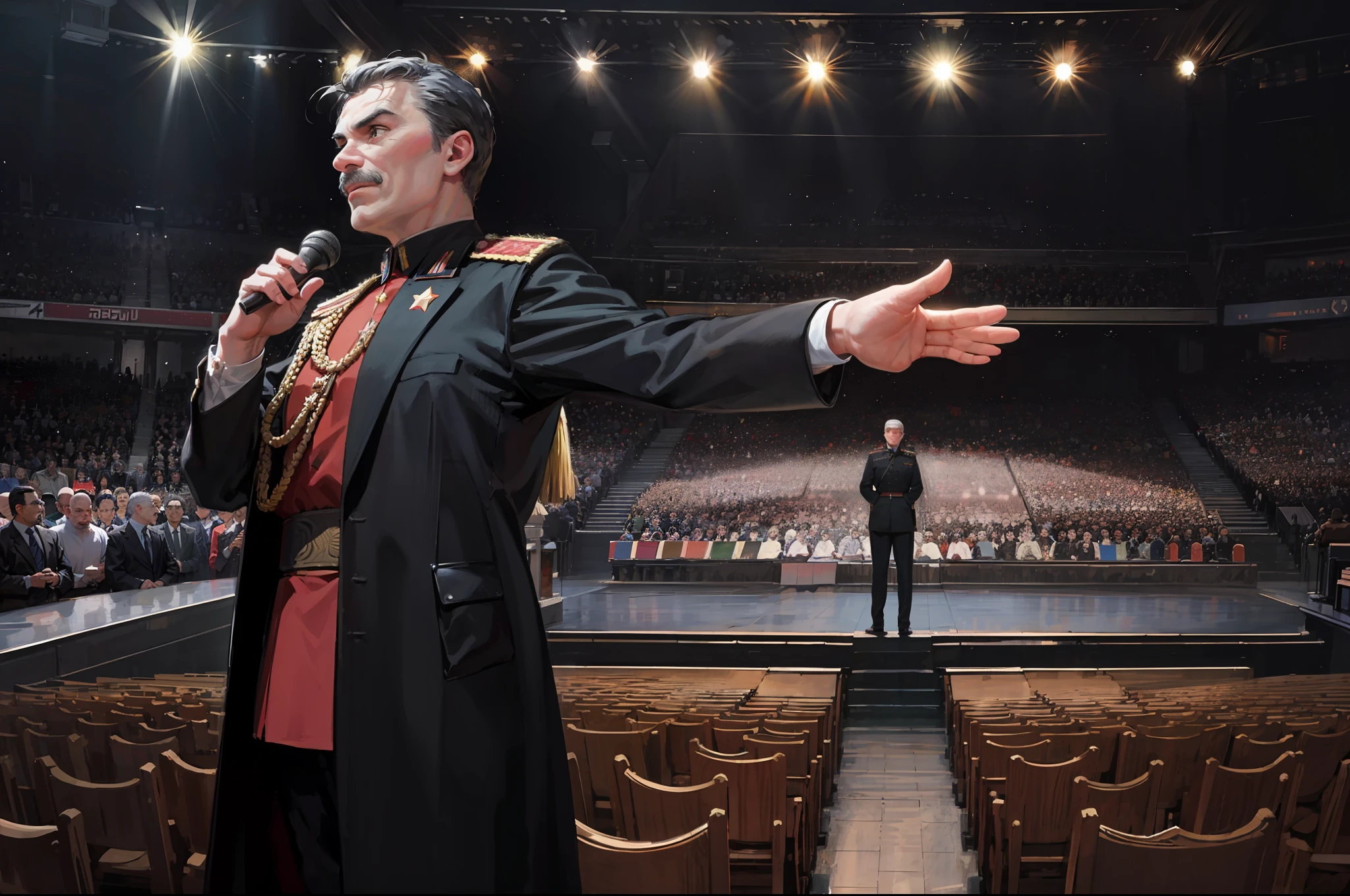 joseph stalin, solo, speaking, podium, people, crowd, public speaking, historical figure