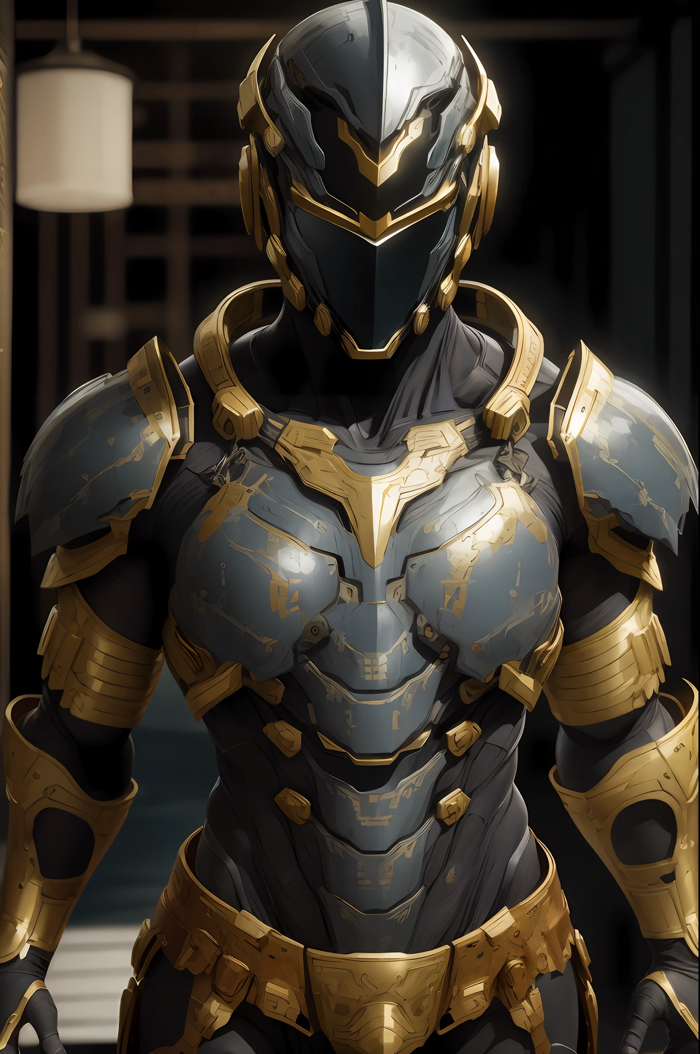 masterpiece, best quality,1boy,armorsuit,upper body, looking at viewer, Honolulu armor,