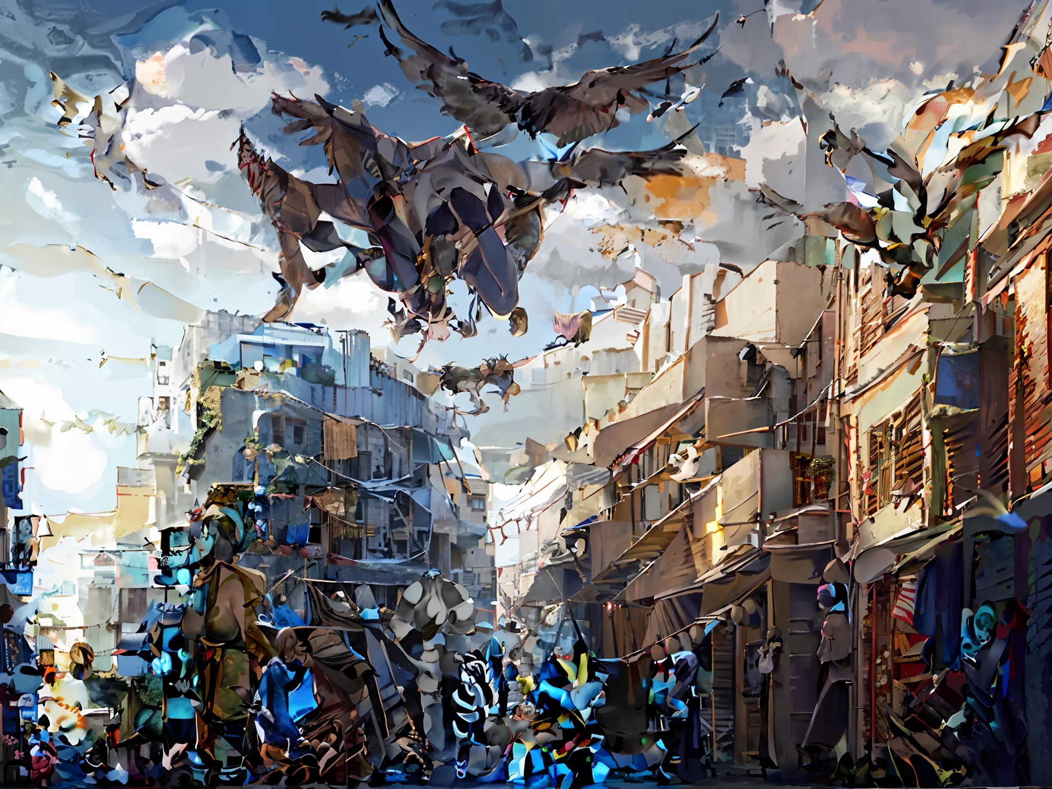 araffe street scene with a woman walking down the street, ancient city streets behind her, old shops, in a city with a rich history, vietnam, old building, old buildings, by Tom Wänerstrand, by Ruth Jên, the neat and dense buildings, 🤬 🤮 💕 🎀, old town, by Emma Andijewska