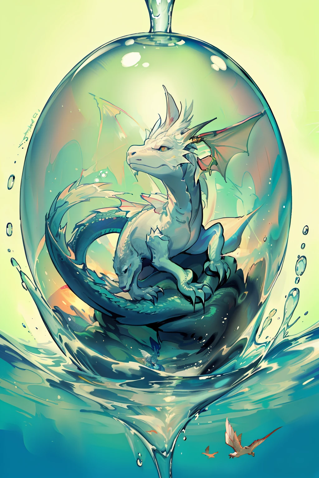 jade dragon in a cloud bubble