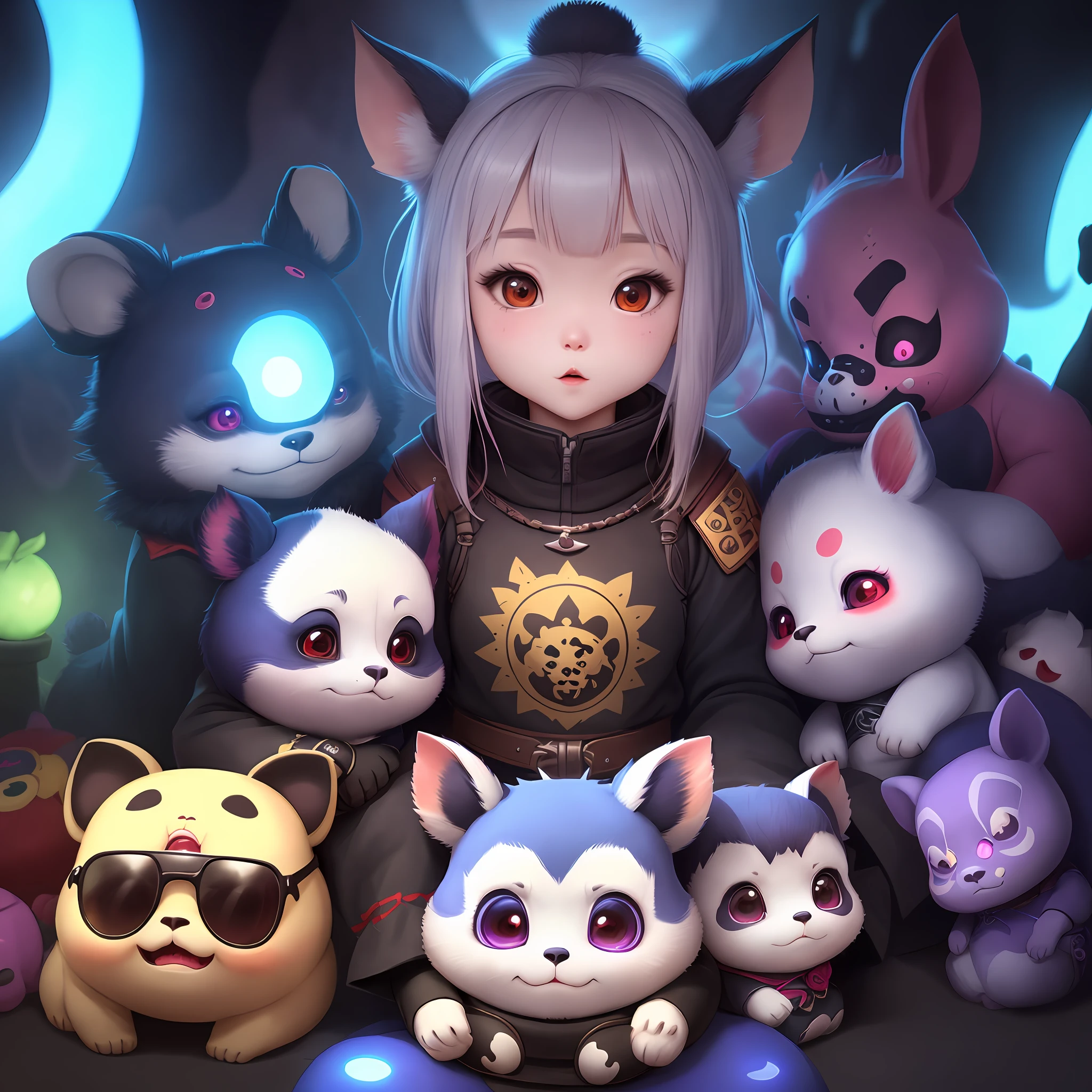 Please refer to Molly, Dimoo, The Monsters, PUCKY, Skullpanda and other IPs. , help me create an IP image, gender: female, nationality: Chinese, personality: cool,