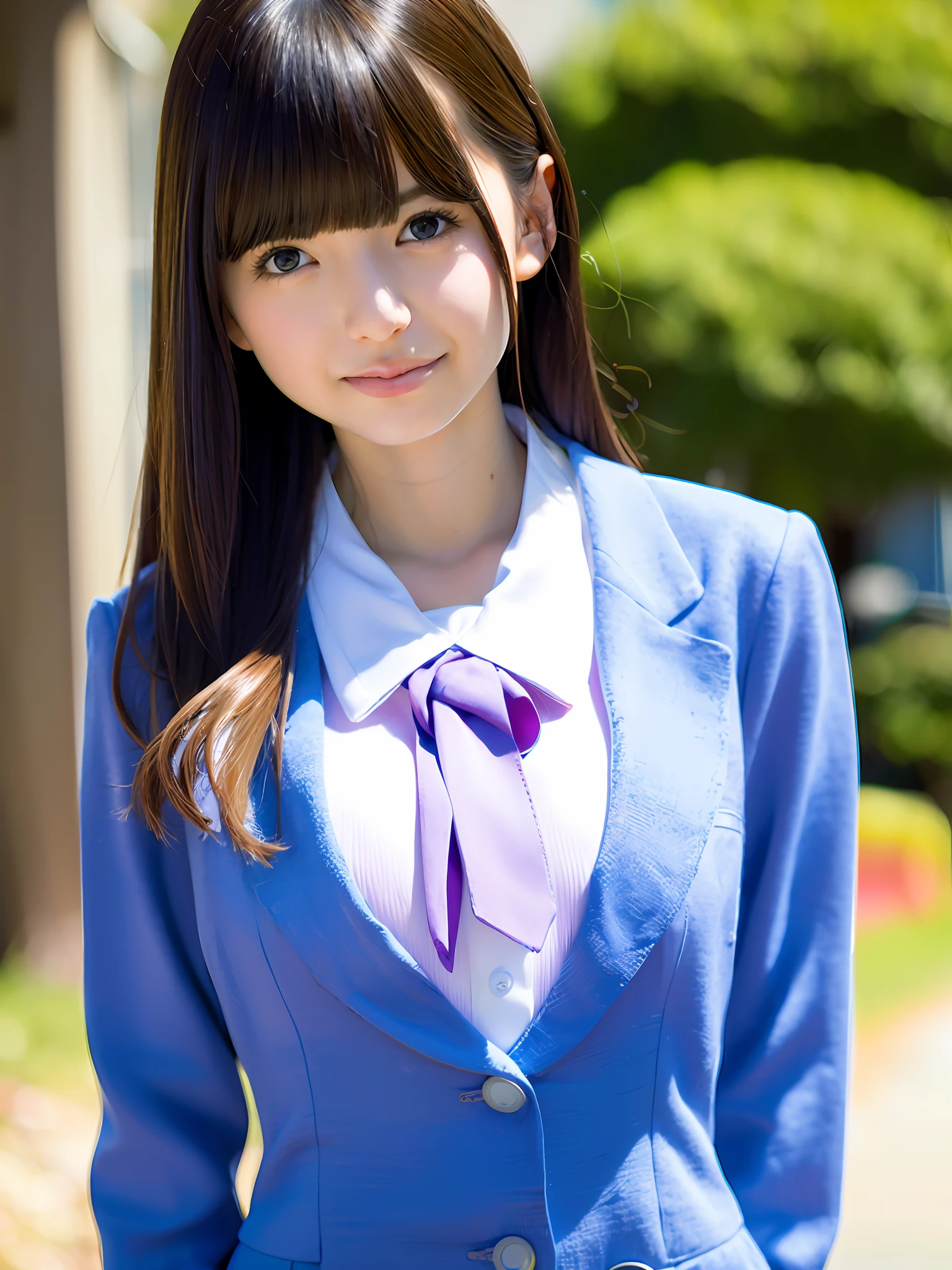 1girl, solo,(best quality),(masterpiece:1.1), full body, looking_at_viewer, dynamic angle, school uniform, cute, clear facial skin,