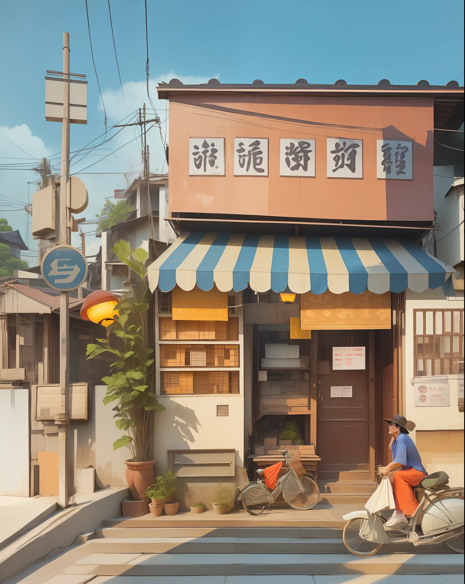 thailand building masterpiece, best quality, shop, real world, Charming, modern, (no humans:1), Thailand-style modern stree, tbustling street, traditional architecture, lanterns, old-fashioned wooden signs, modern atmosphere.,