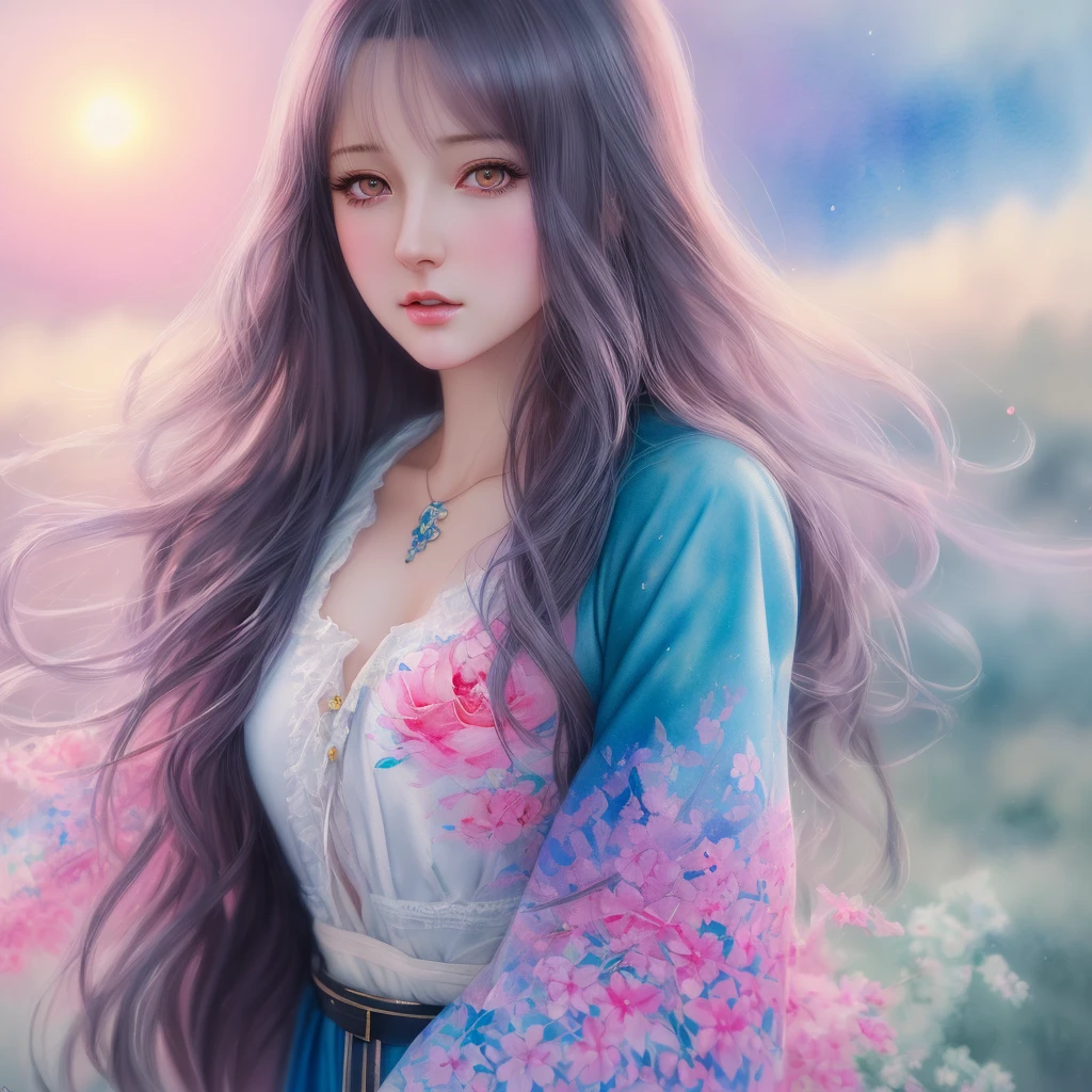 Girl Super realistic hyperrealism anime art concept cartoon art concept WLOP Intricately Detailed Magic 8k Unreal Engine Vintage Aesthetic Retro Vintage Style Hd Watercolor Painting Realistic Detailed Painting By Olga Shvartsur Svetlana Novikova Fine Art Soft Watercolor Extreme Detail Digital Art 4k Ultra Hd