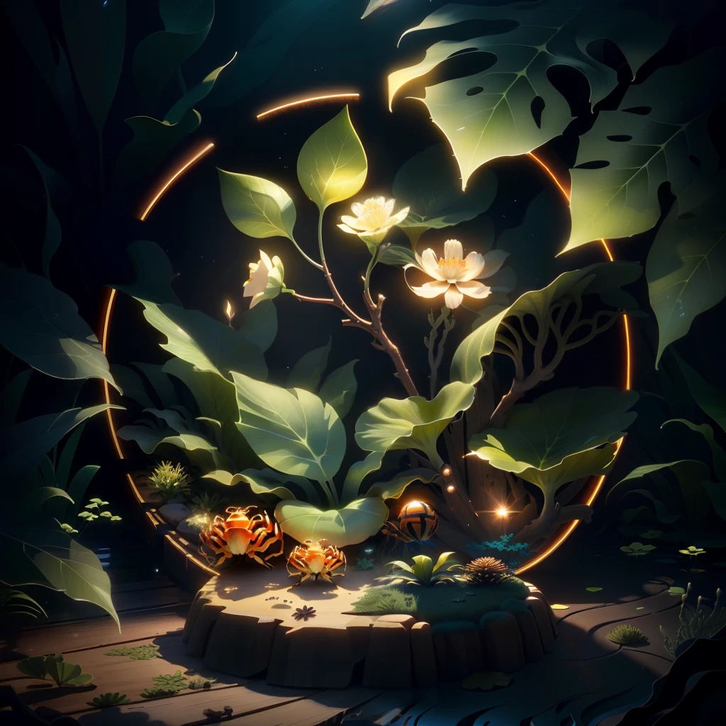 masterpiece ant nest, crab, round ant nest, under the sea, best quality, (ultra-detailed 8k unity CG wallpaper), (best quality), (best illustration), (shadow  the most beautiful),（rounded crab-like anthill ）, (((fog))),（timbo）, （creek）, fireflies, four-leaf clover, ambient light ，petals,  willow leaves, 3D isometric, octane rendering, ray tracing, extreme detail