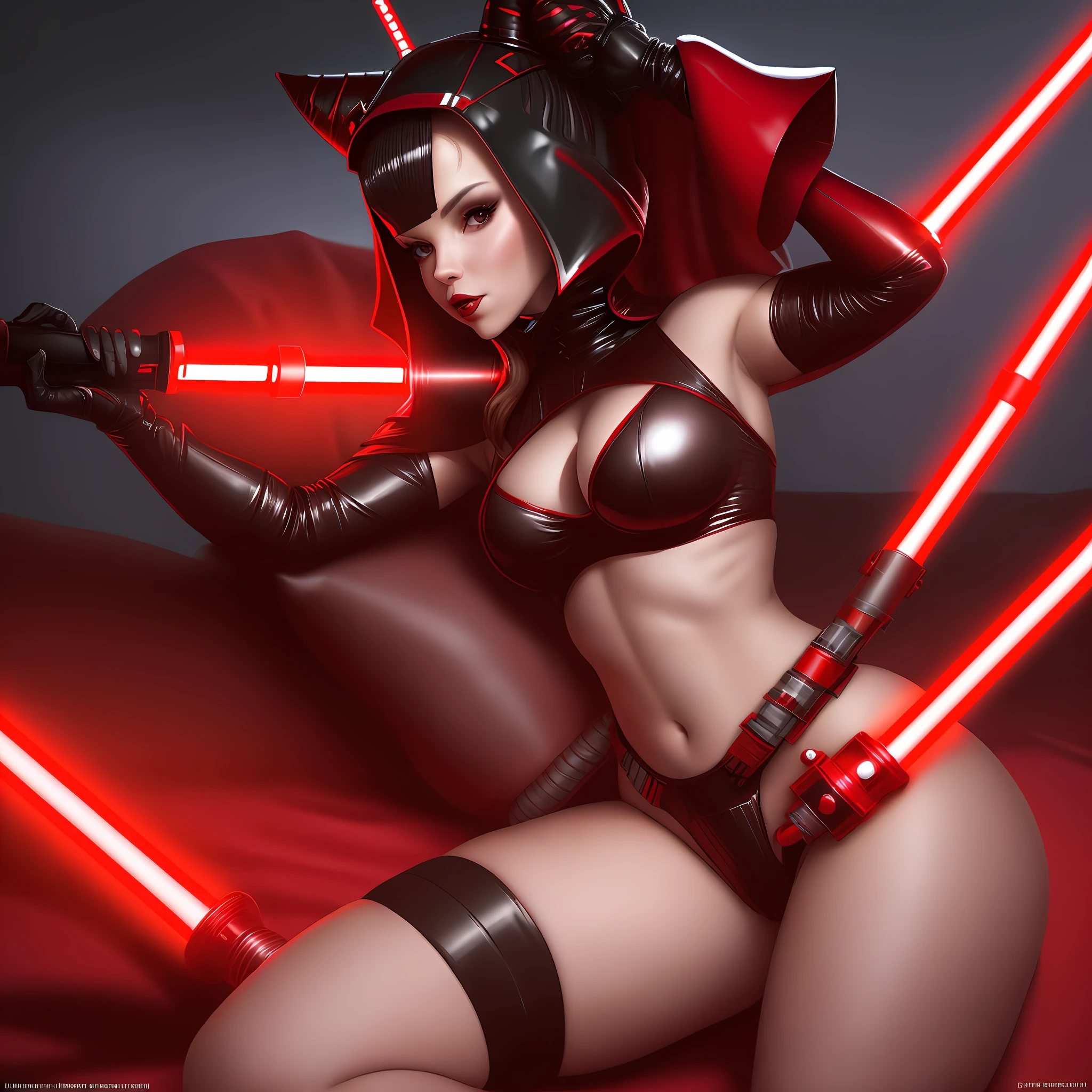 sexy kinky bunnnysuit queen sith lord with red lightsaber