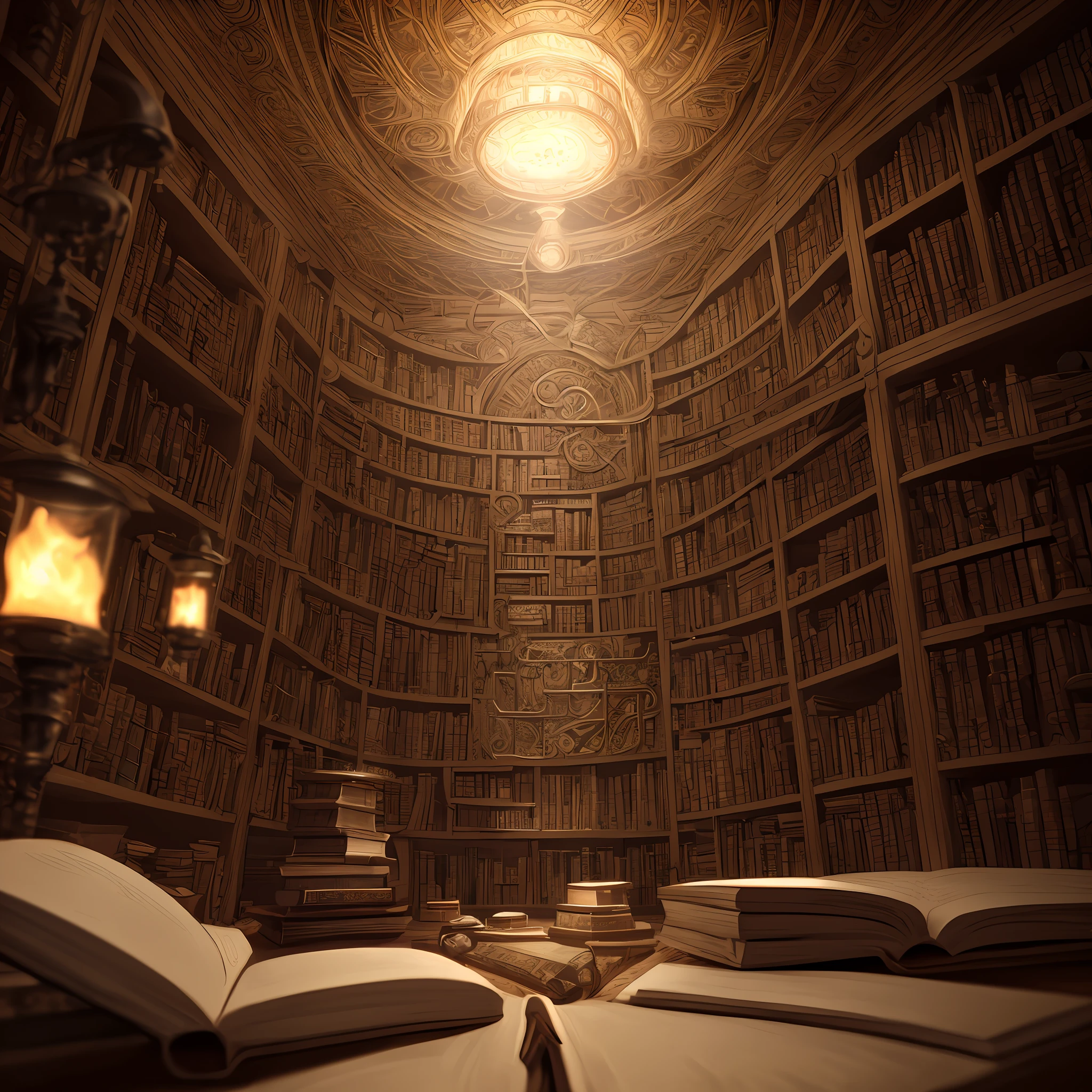 A bookshelf filled ancient books arranged with intricate engravings, containing forgotten spells and enchantments, Evokes a sense of wonder and curiosity, Dramatic lighting from an unknown source, Fantasy, intricate details, good anatomy, perfectly drawn, Insane detailed, 4k, cinema 4d rendered, surrealism, illustration, magical, trending on Artstation, color sharding, titanium, cinematic lighting, realistic lighting, low angle, Cinema4D rendering, highly detailed, hyper-realistic, film photography, ultra realistic, detailed, Alternative