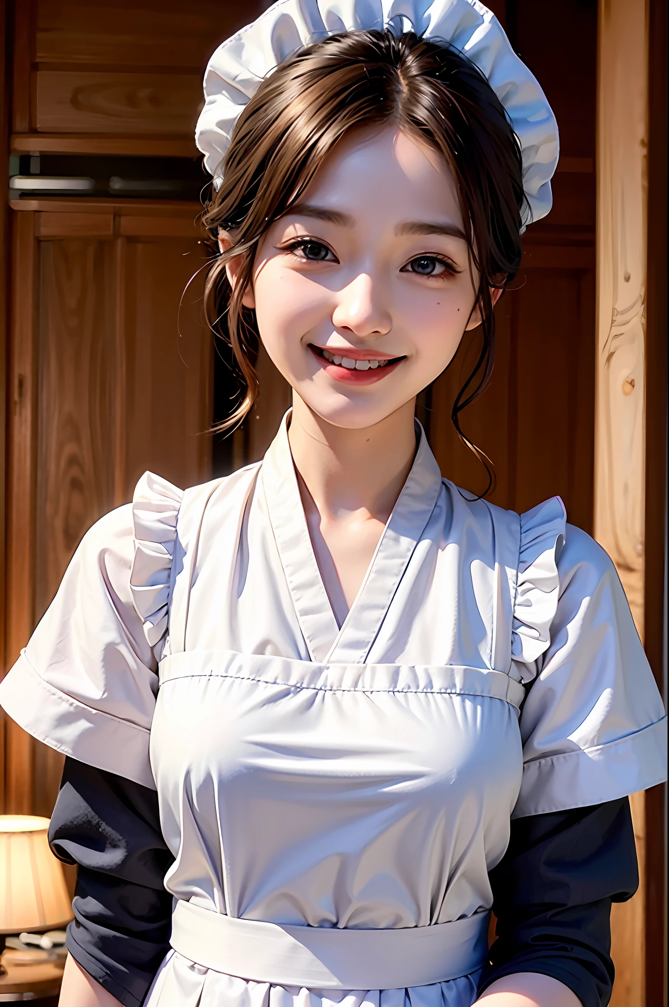 Very detailed CG Unity 8k wallpaper, (masterpiece, pretty person, polluted smile), korean clothes, maid,