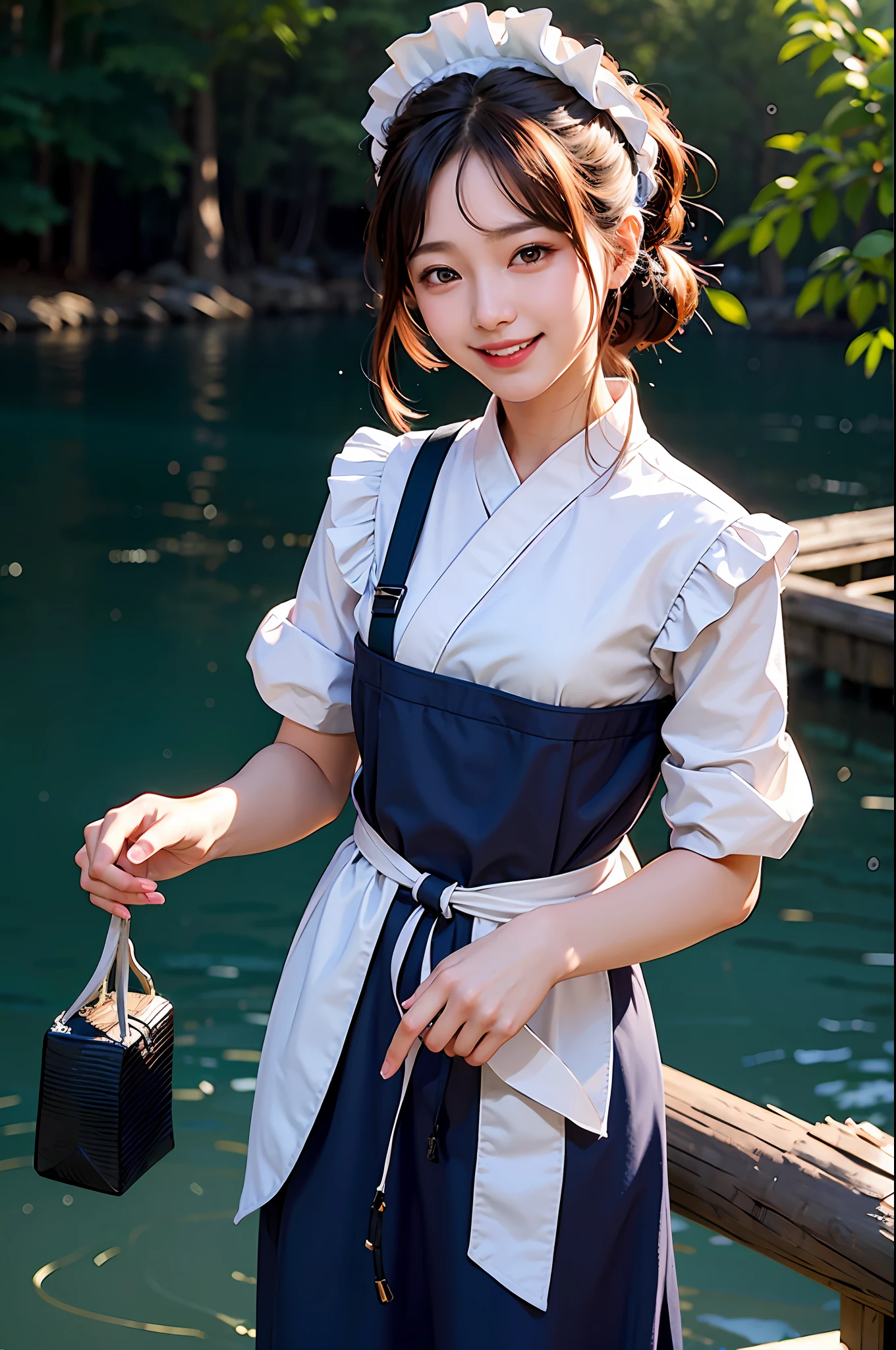 Very detailed CG Unity 8k wallpaper, (masterpiece, pretty person, polluted smile), korean clothes, maid,