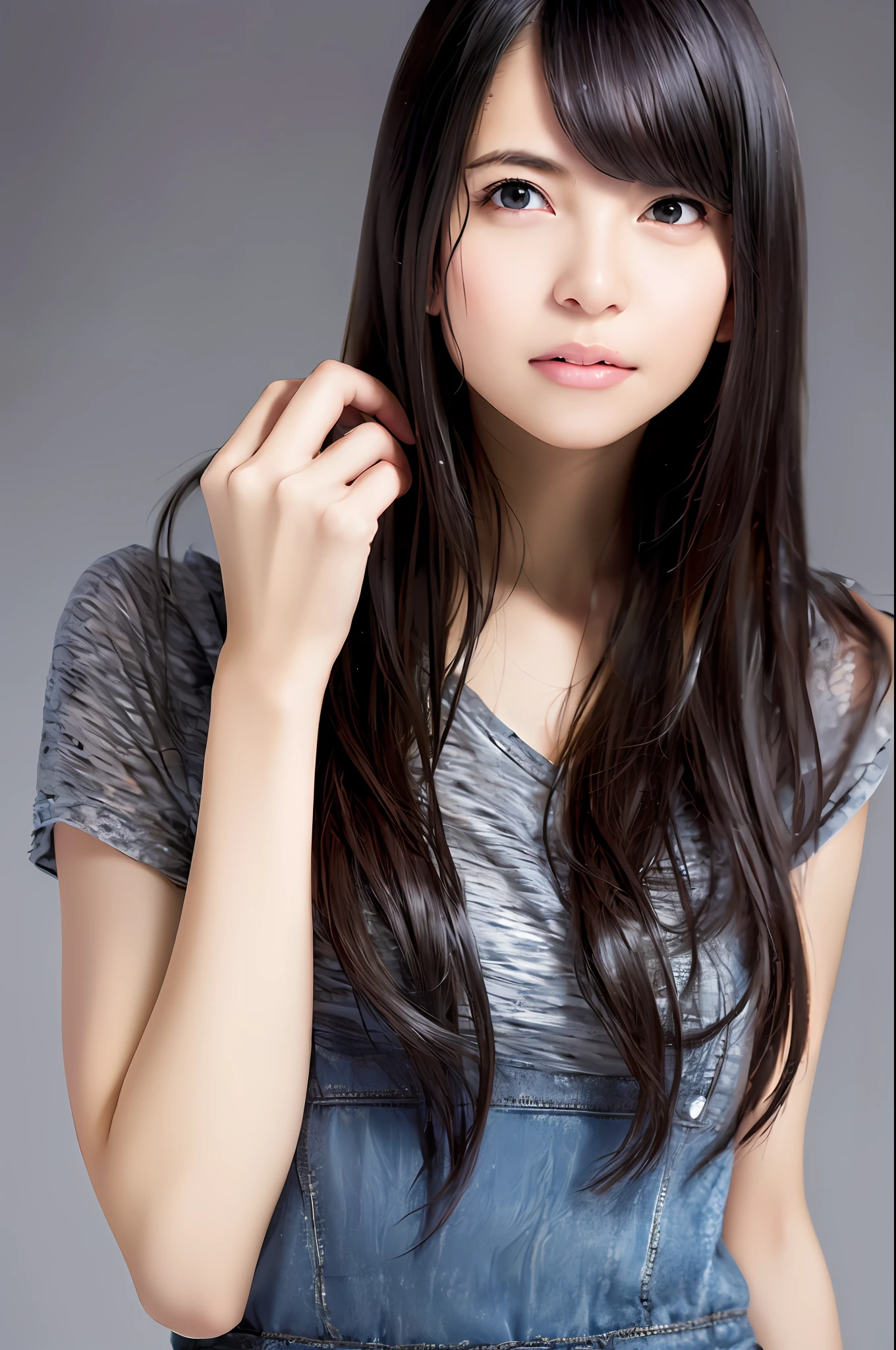 dressed, (photo realistic:1.4), (hyper realistic:1.4), (realistic:1.3),
(smoother lighting:1.05), (increase cinematic lighting quality:0.9), 32K,
1girl,20yo girl, realistic lighting, backlighting, light on face, ray trace, (brightening light:1.2), (Increase quality:1.4),
(best quality real texture skin:1.4), finely detailed eyes, finely detailed face, finely quality eyes,
(tired and sleepy and satisfied), face closeup, t-shirts,close-up,
(Increase body line mood:1.1), (Increase skin texture beauty:1.1)