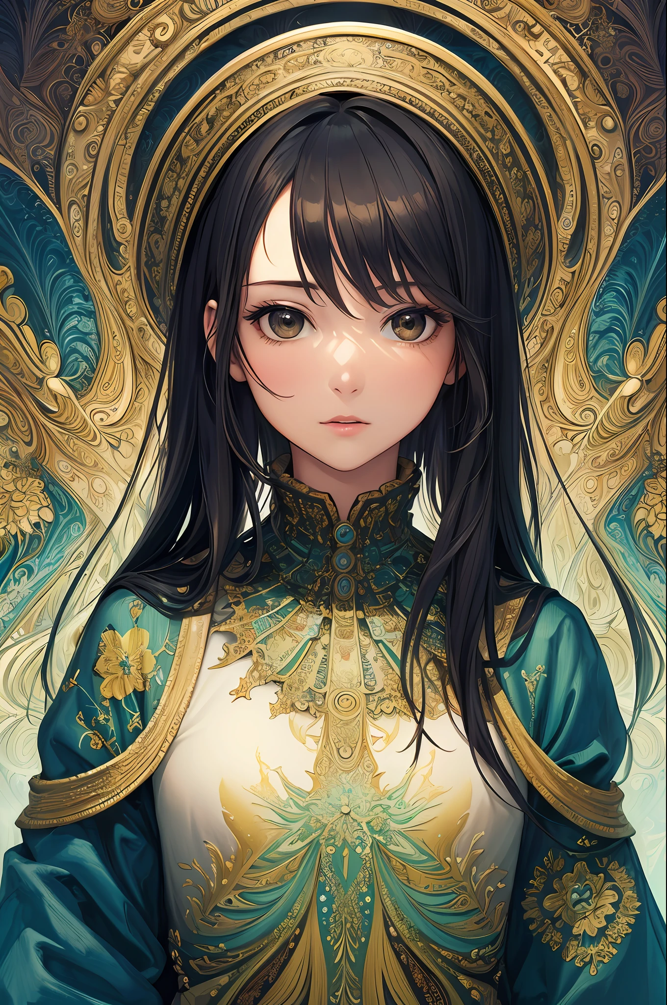 (masterpiece, top quality, best quality, official art, beautiful and aesthetic:1.2), (1girl:1.3), (fractal art:1.3),