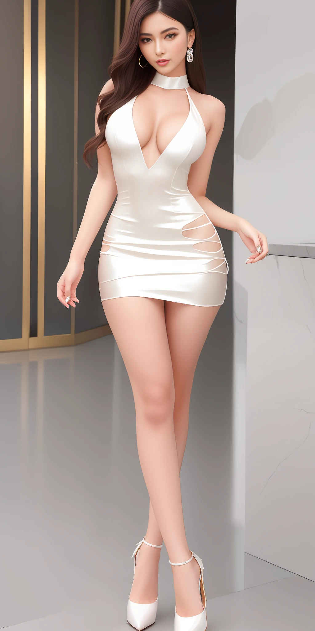 Modern sexy woman
Feminine
The posture is graceful
Melon seed face
Delicate facial features
Large, bright eyes
Long eyelashes
Slender slightly raised eyebrows
Straighten and delicate nose
Full and sexy lips
Attractive body curves
Skin as smooth as jade
Slightly broad shoulders
Slim and powerful waist
Plump buttocks
Long, straight legs
Stylish and sexy clothing
Slim slip dress
Soft silk material
Bright or sexy color options
high heels
Glossy material
High and thin heel
Openwork design, tassels, shiny ornaments
Sexy and glamorous