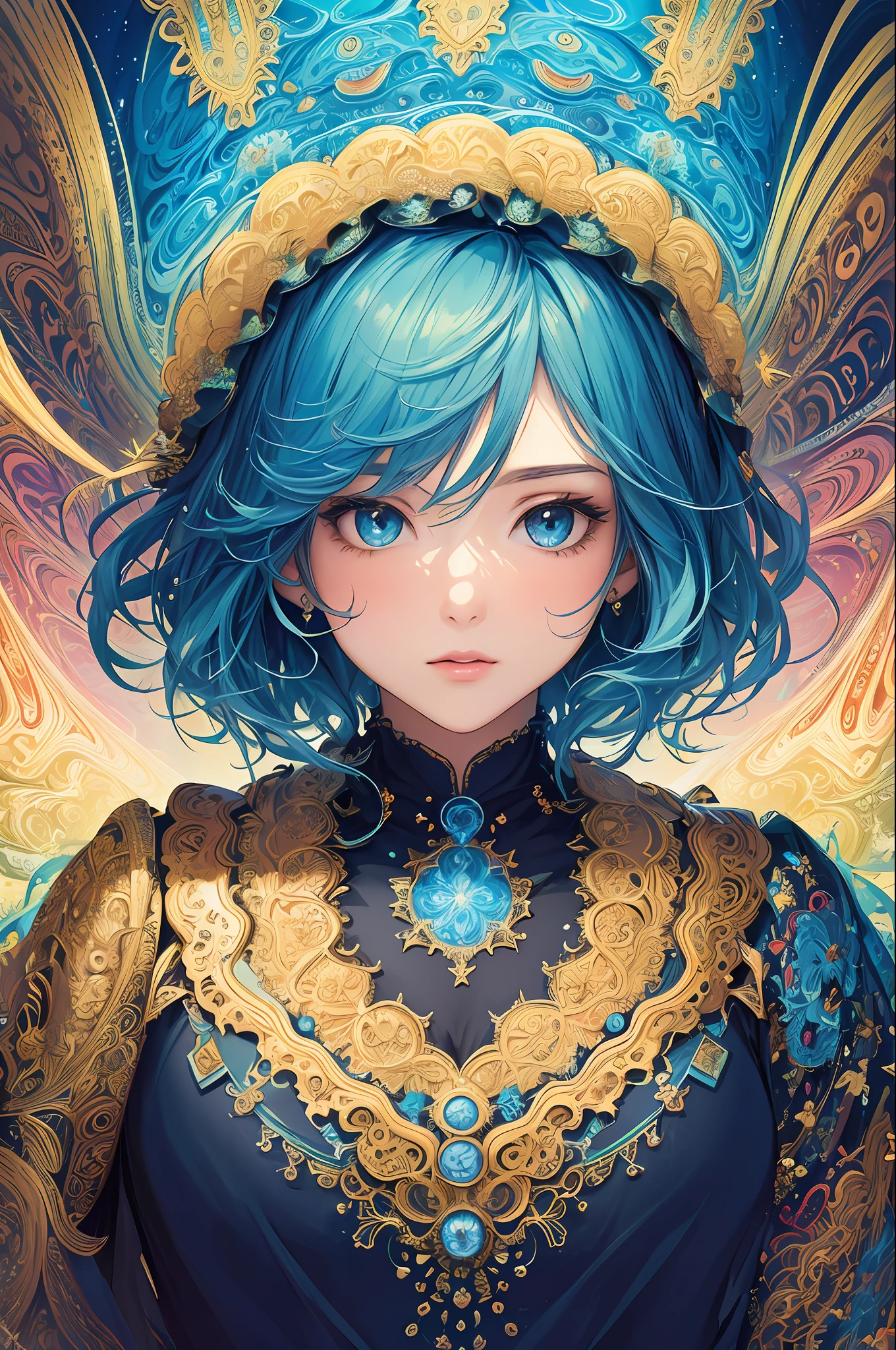(masterpiece, top quality, best quality, official art, beautiful and aesthetic:1.2), (1girl:1.3), (fractal art:1.3),