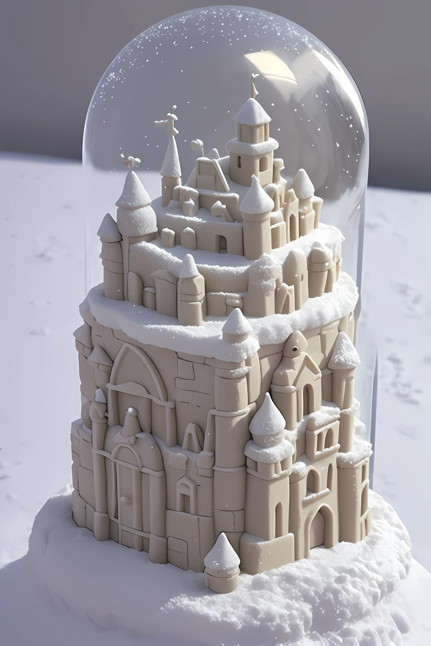 snow globe sandcastle with ants