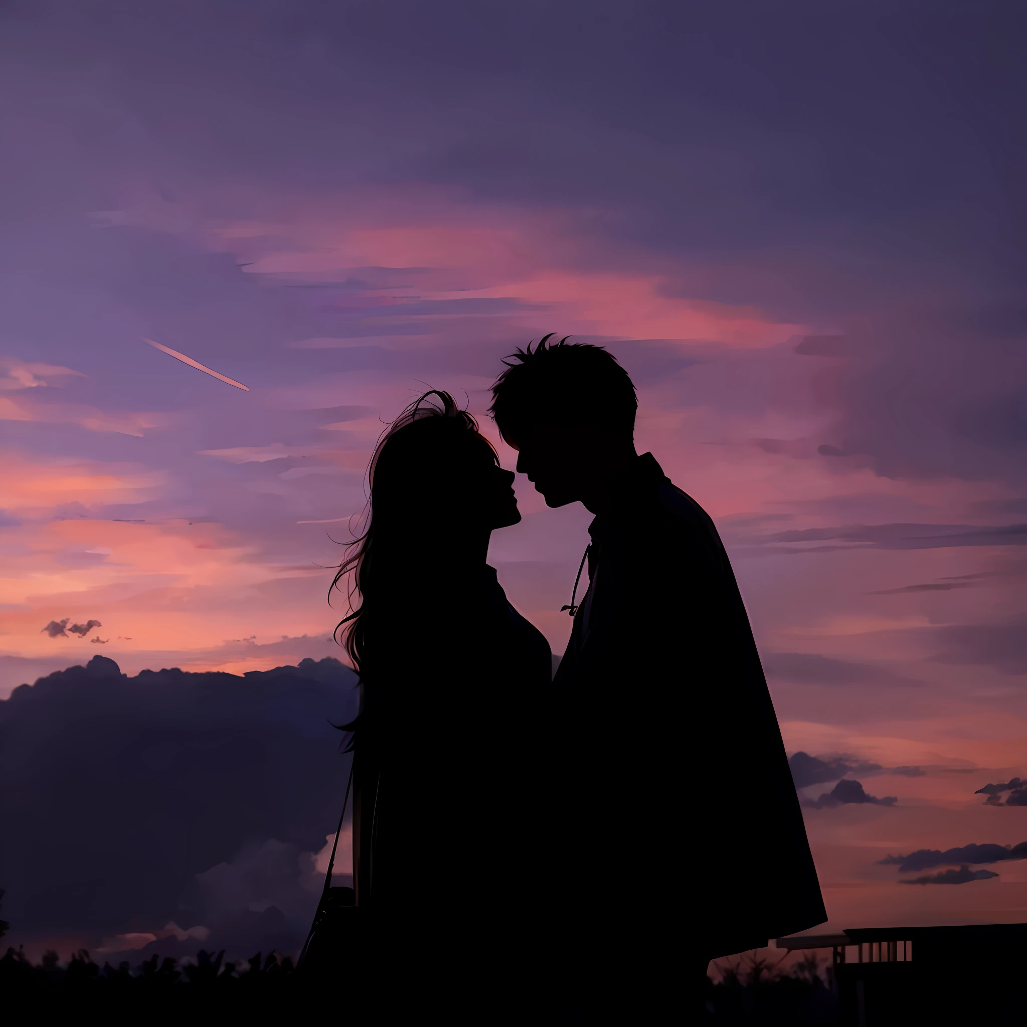silhouette of a couple kissing in front of a sunset, gorgeous romantic sunset, with sunset, pexels, romantic couple, during sunset, taken at golden hour, couple kissing, with a sunset, at sunset, silhouette over sunset, at a beautiful sunset, at purple sunset, high quality image, taken with canon 8 0 d, taken with a canon eos 5d