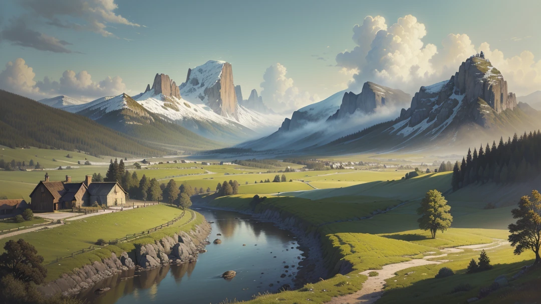 ((realistic painting, oil, 19th century, countryside)), [(rural landscape, horse-drawn cart, sloppy road, sown fields, evening sun)::1.2], ((ultra-detailed)), ((illustration)), ((masterpiece)),((best quality)),HD,16K,Unreal engine,rendered in octane,tilt-shift,Rembrandt Lighting, art by Ivan Shishkin and Fyodor Vasilyev and Alexey Venetsianov