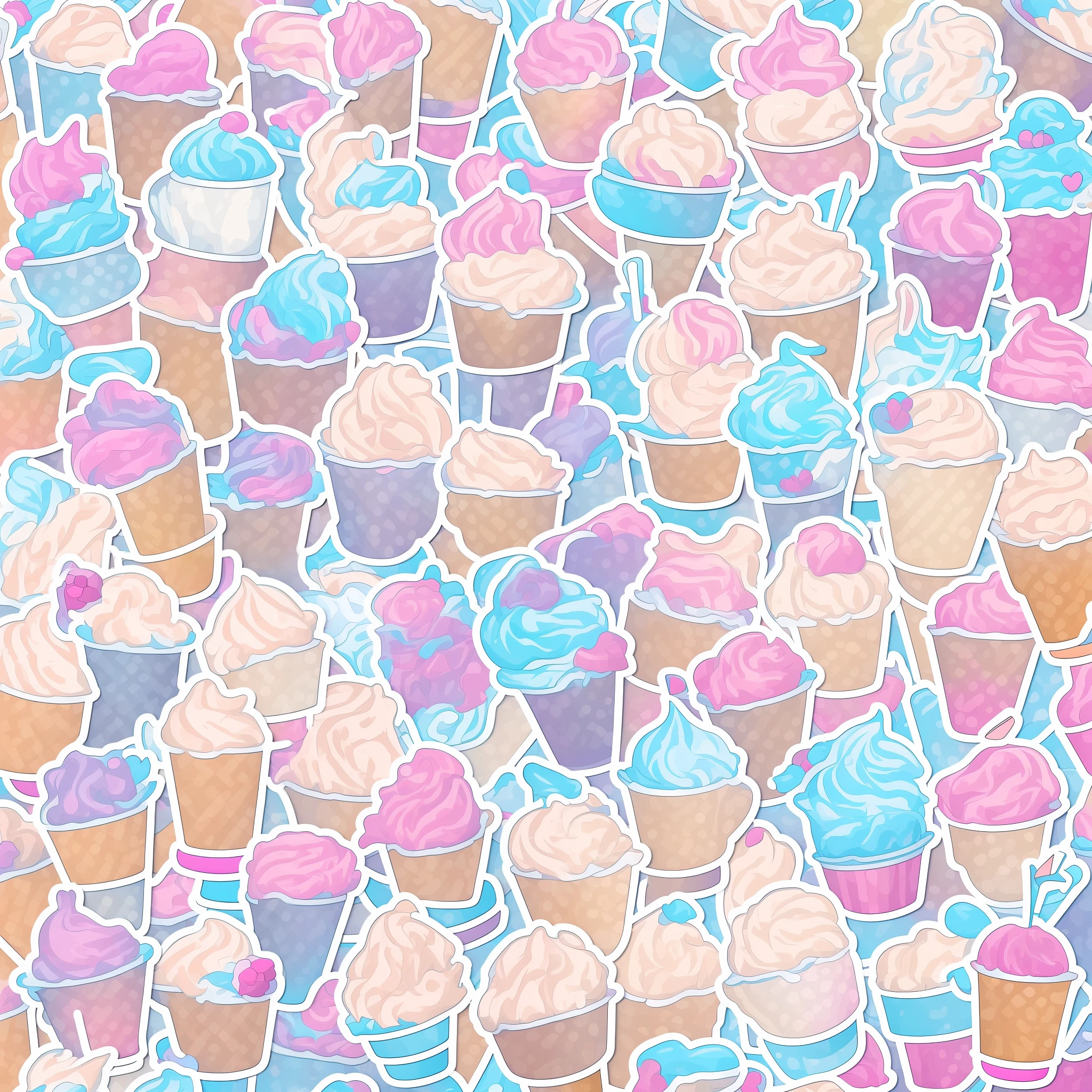 sticker, cartoon cute ice cream cup, white background, high quality, HD, cinematic lighting, clip art